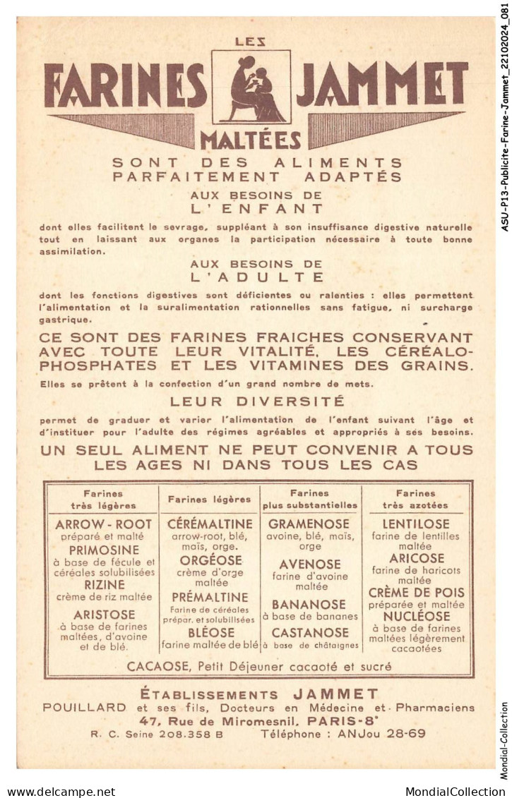 ASUP13-0859-PUBLICITE - FARINE-JAMMET - Les Vieilles Provinces De France - L'angoumois - Werbepostkarten