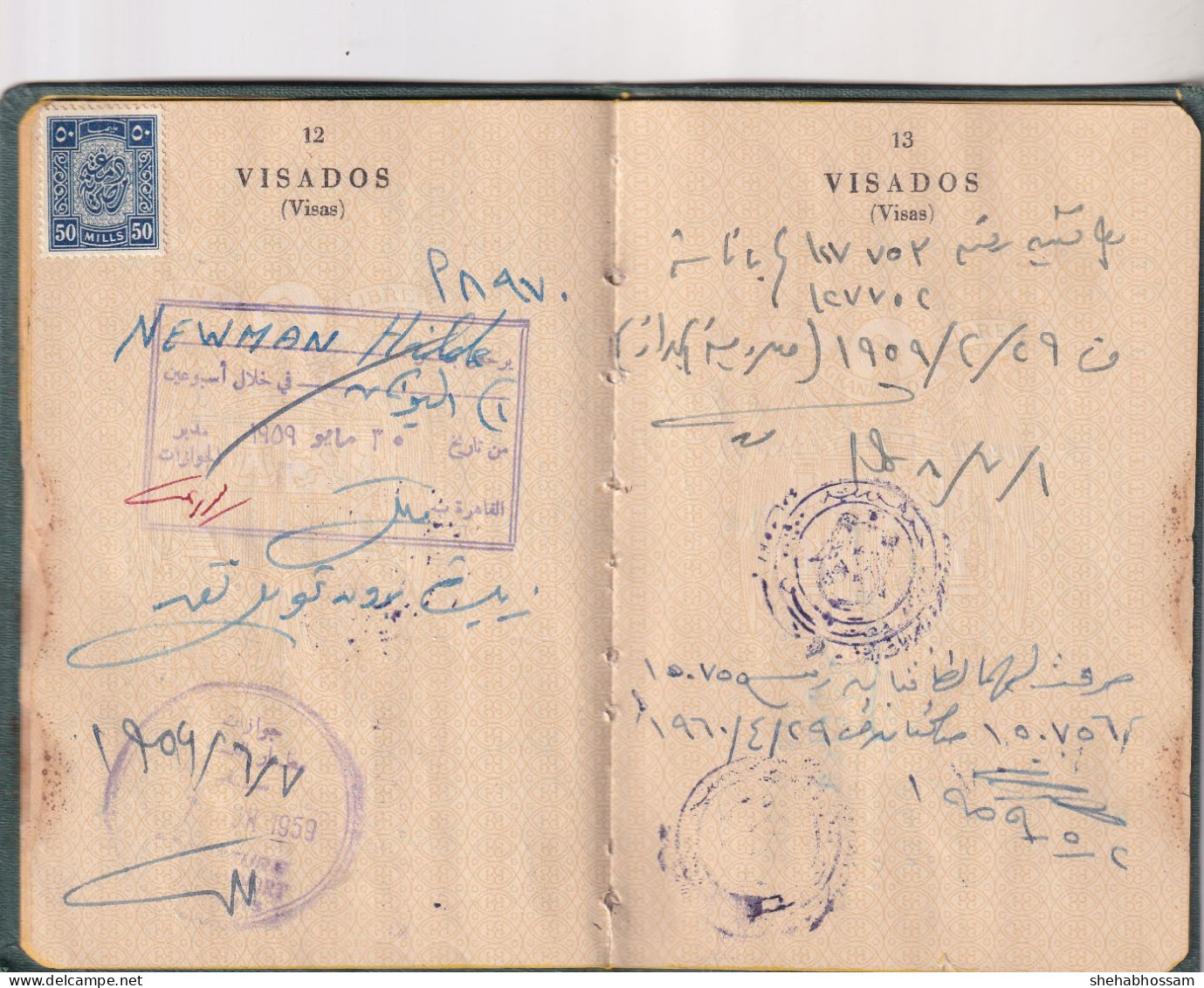 Passport / Passeport - Pasaporte - - Spain / España 1956 - Complete, photo of a man & LADY + Consular Stamps + visas