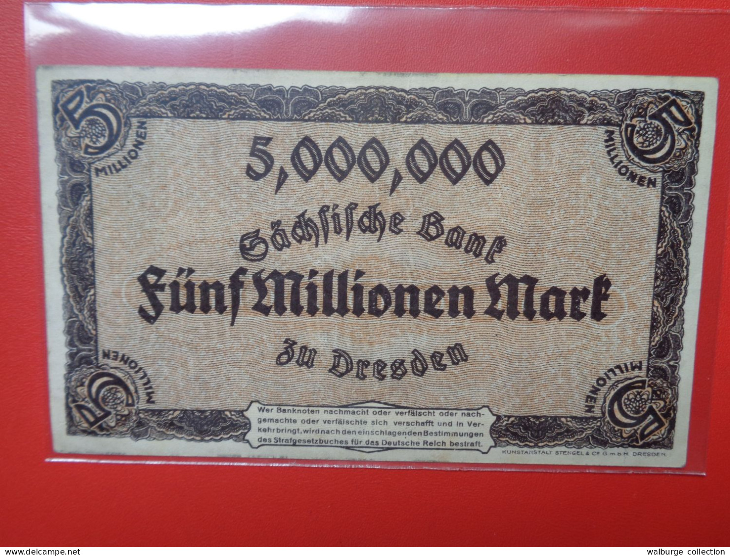 Sächsische Bank Zu Dresden 5 MILLIONEN MARK 1923 Circuler (B.36) - [11] Local Banknote Issues