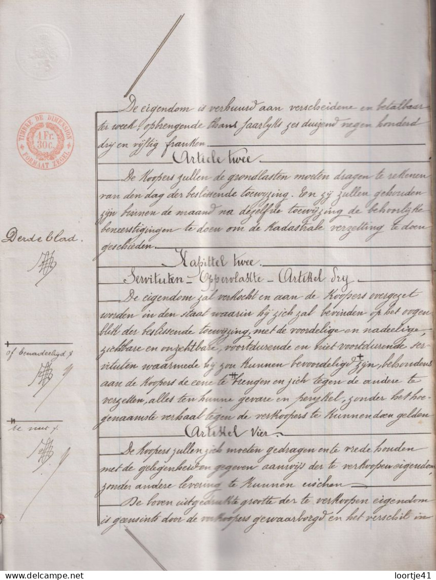 Akte Notaris TYMAN - Gent - Verkoop In Minardschouwburg - Beluik Enclos St Pierre Sint Pietersplein - Kerfijzer - 1888 - Historical Documents