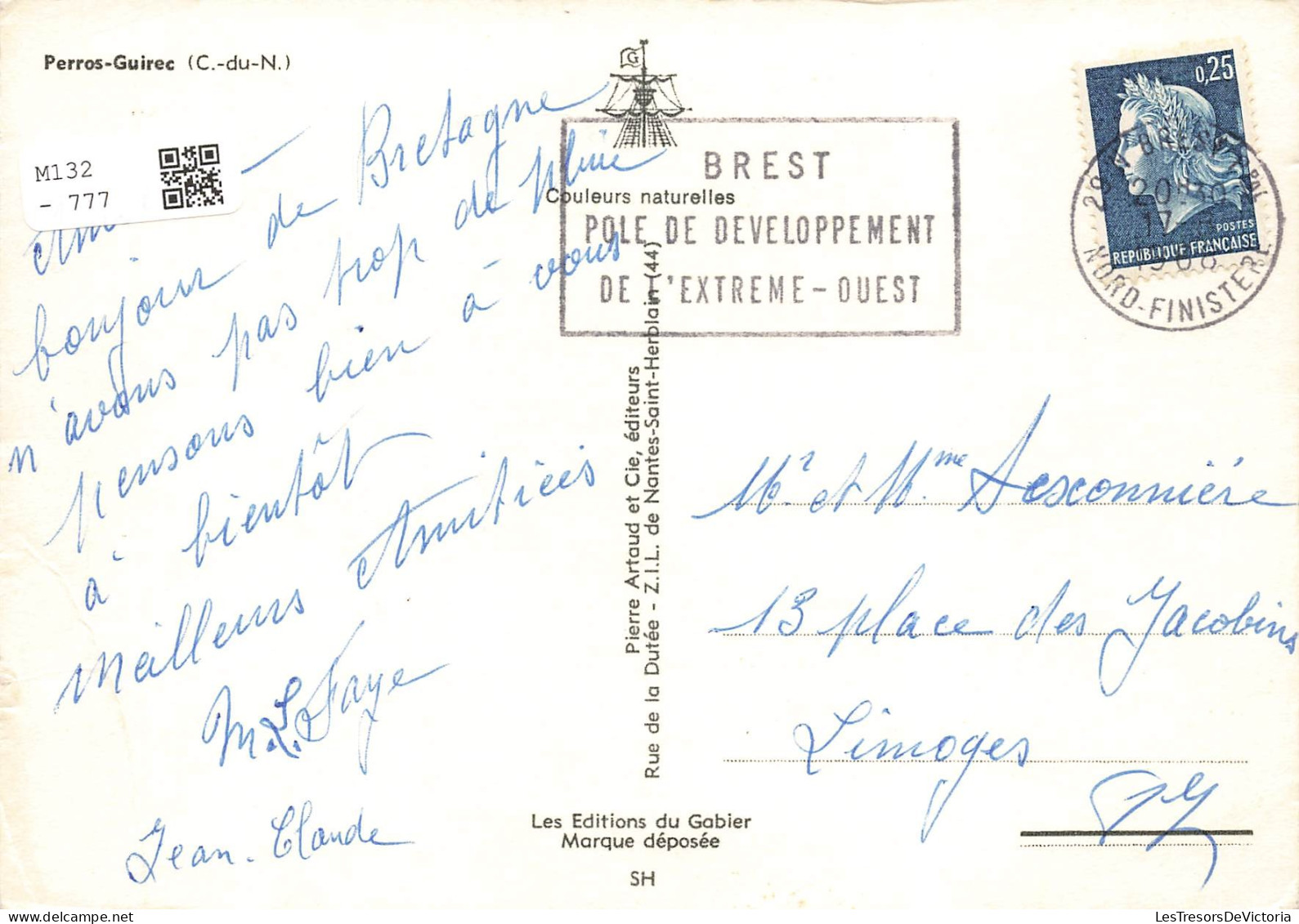 [-5%] FRANCE - Perros Guirec - Plage - Trestrignel - Casino - Pointe Du Château - Animé - Ed Pierre Artaud - Carte Posta - Perros-Guirec