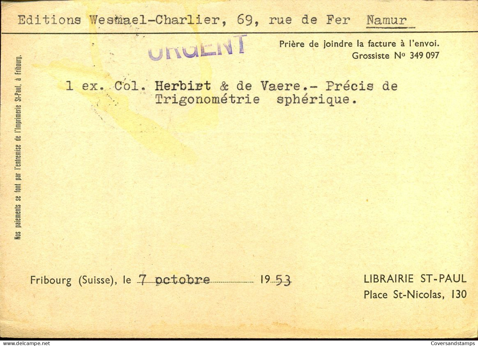 Carte Postale : Librairie St-Paul, Fribourg - Postwaardestukken