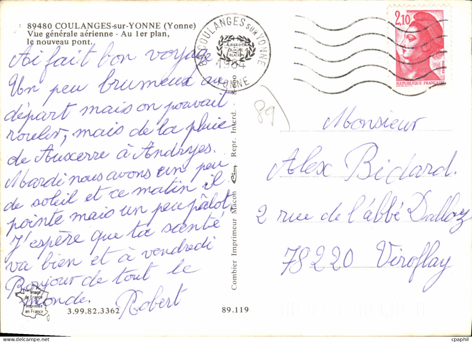 CPSM Coulanges Sur Yonne Vue Generale Aerienne - Coulanges Sur Yonne