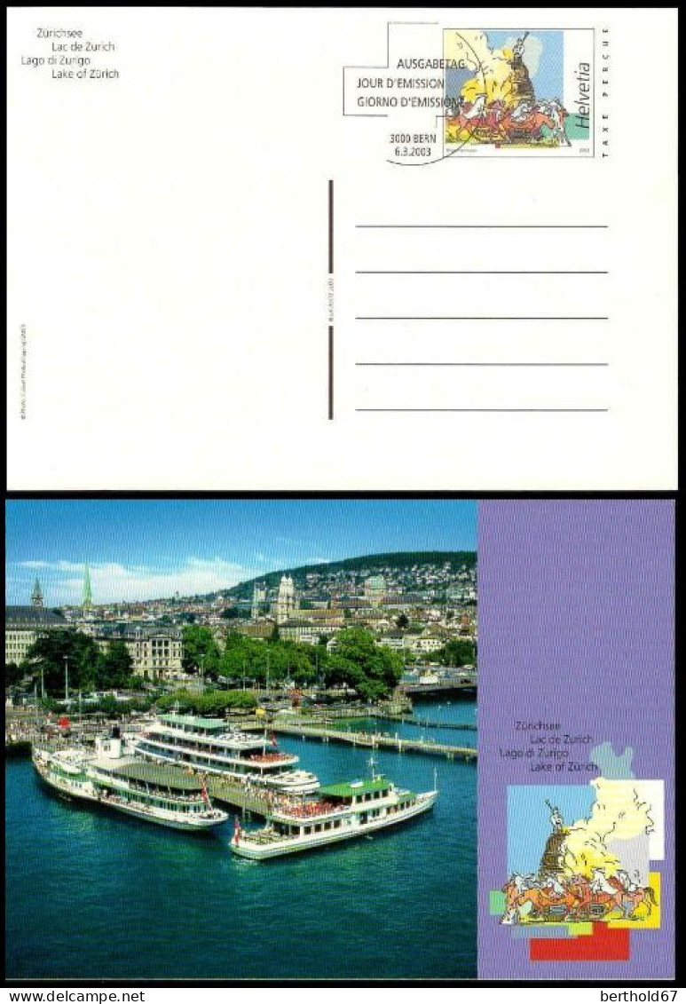 Suisse Entier-P Obl (2003CP2) Lac De Thoune (TB Cachet à Date) Fdc 12.3.2002 - Postwaardestukken