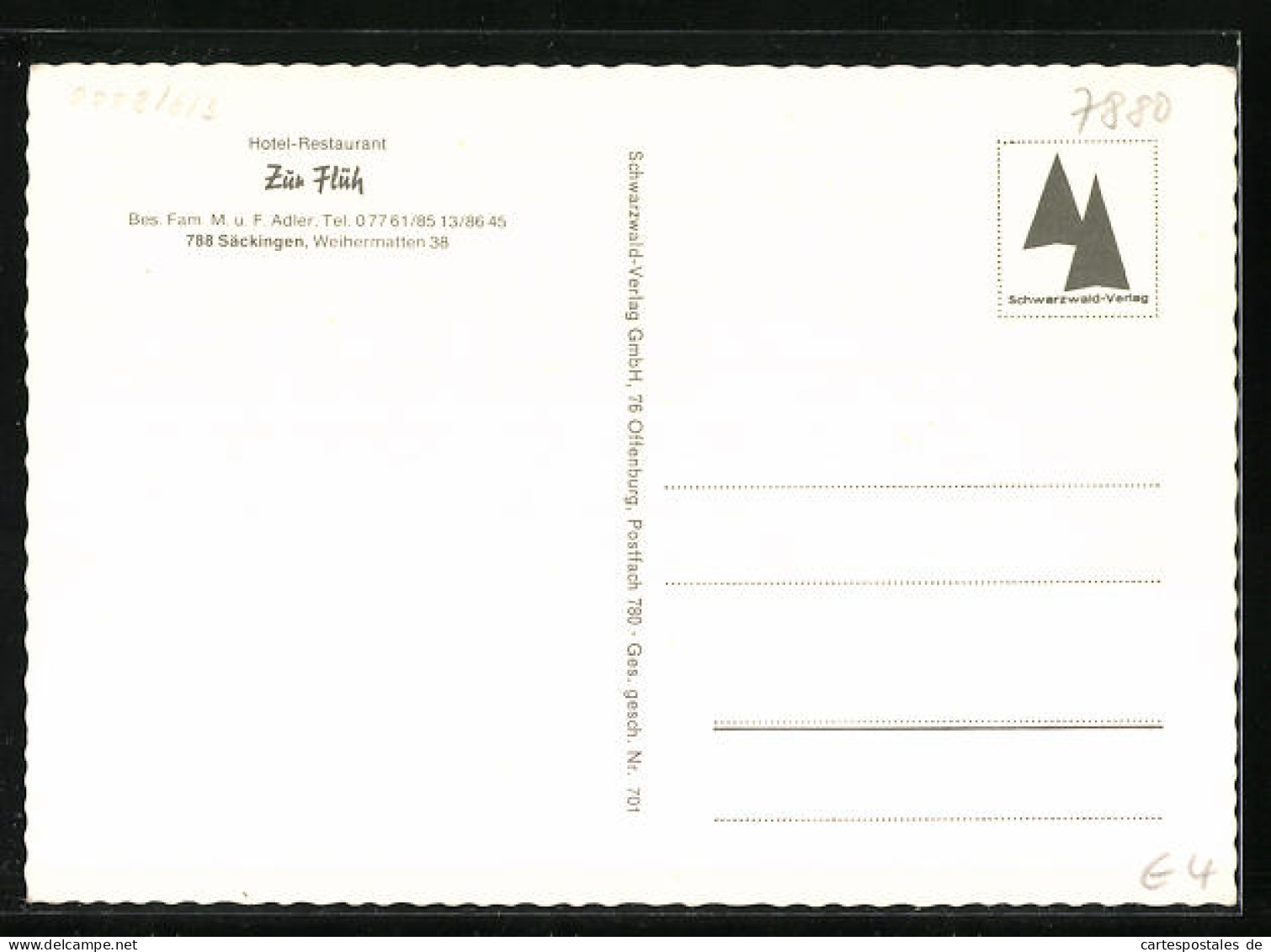 AK Bad Säckingen, Hotel-Restaurant Zur Flüh, Weihermatten 38 - Bad Säckingen