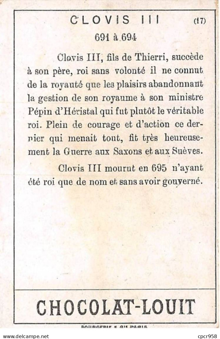 CHROMOS.AM23128.7x11 Cm Env.Chocolat Louit.Clovis III - Louit
