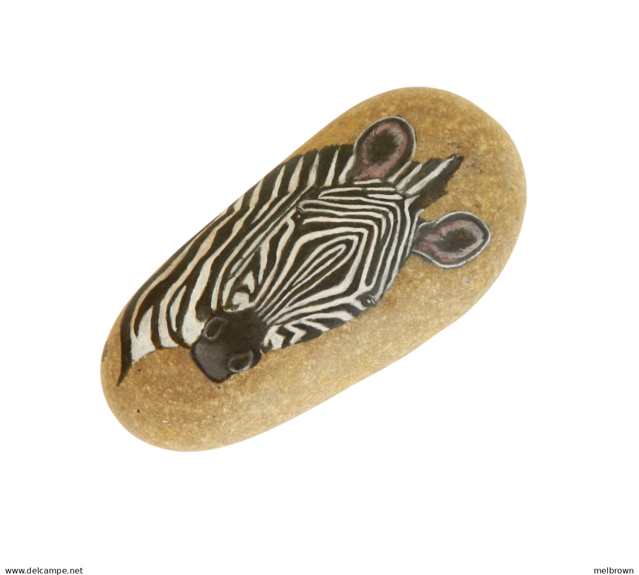 Zebra Hand Painted On A Spanish Beach Stone Paperweight - Paper-weights