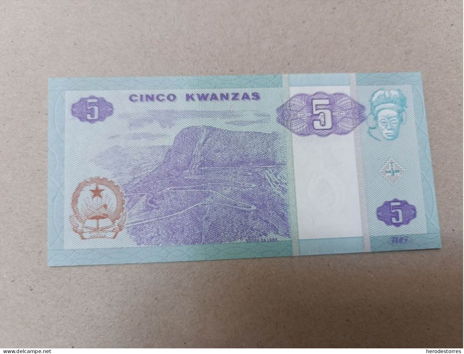 Billete Angola, 5 Kwanzas, Año 2010, UNC - Angola