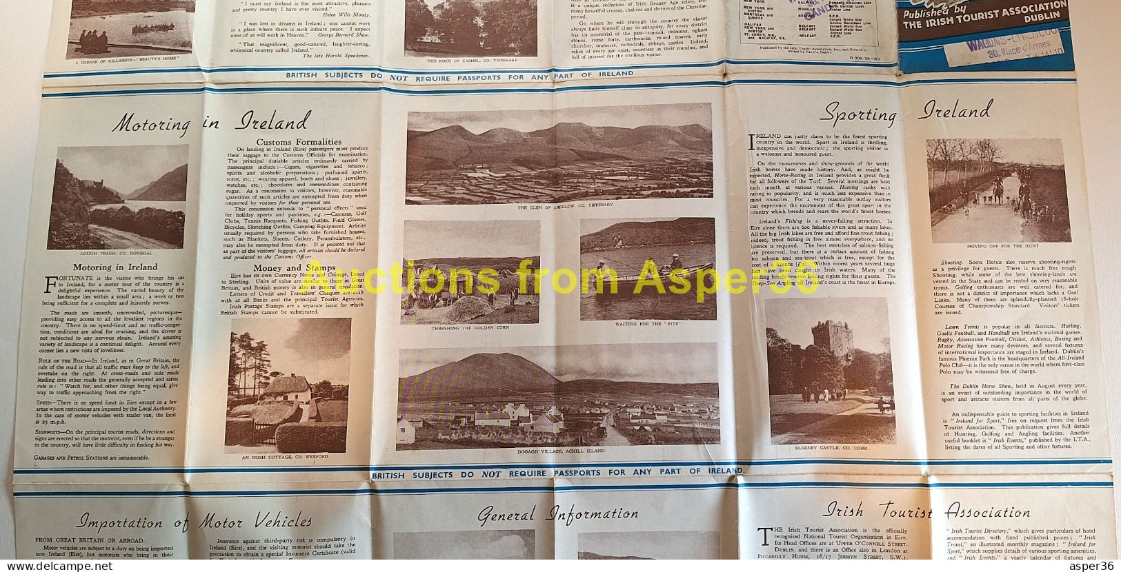 Map Folder "Ireland" Published by The Irish Tourist Association Dublin 1939