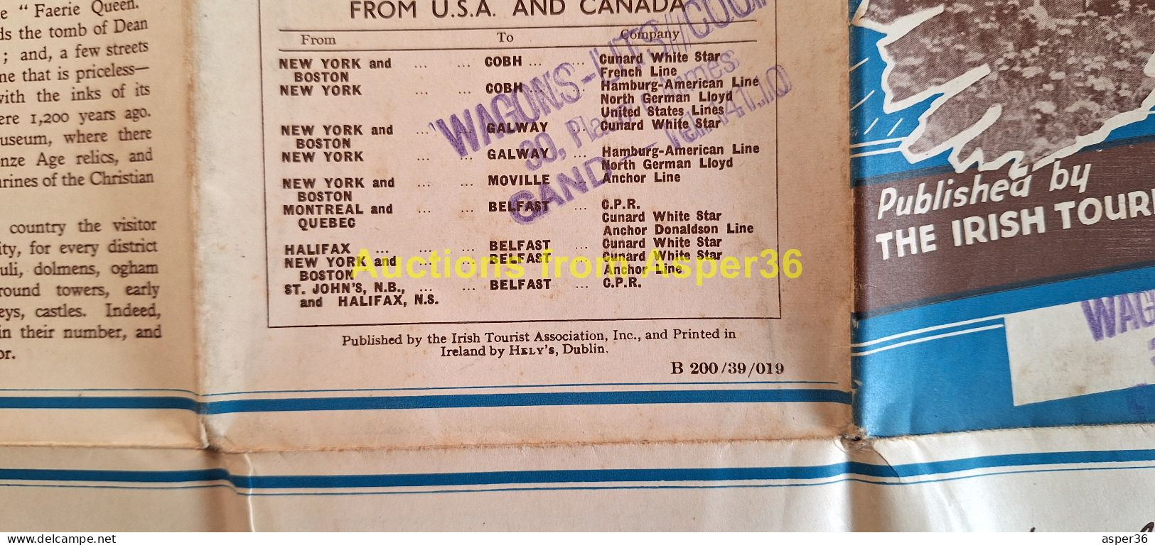 Map Folder "Ireland" Published by The Irish Tourist Association Dublin 1939