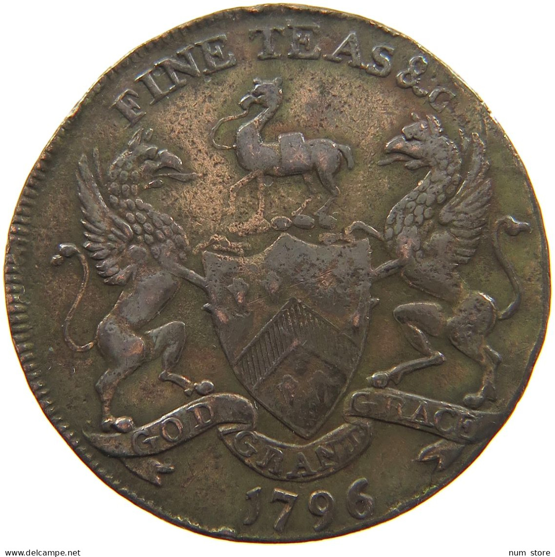GREAT BRITAIN HALFPENNY TOKEN 1796 SARUM SALISBURY CATHEDRAL #t048 0073 - B. 1/2 Penny