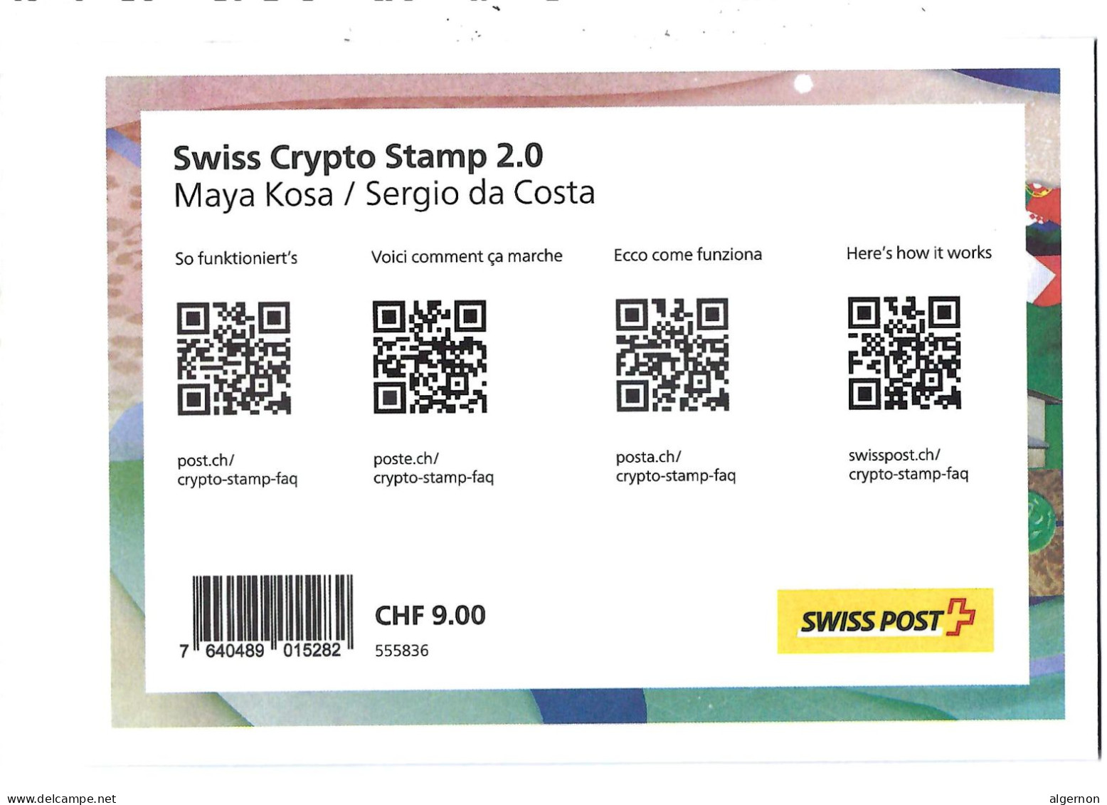 Special Block Swiss Crypto-Stamp 2.0 set complet avec NFT des 10 versions ** neuf MNH dans enveloppes fermées