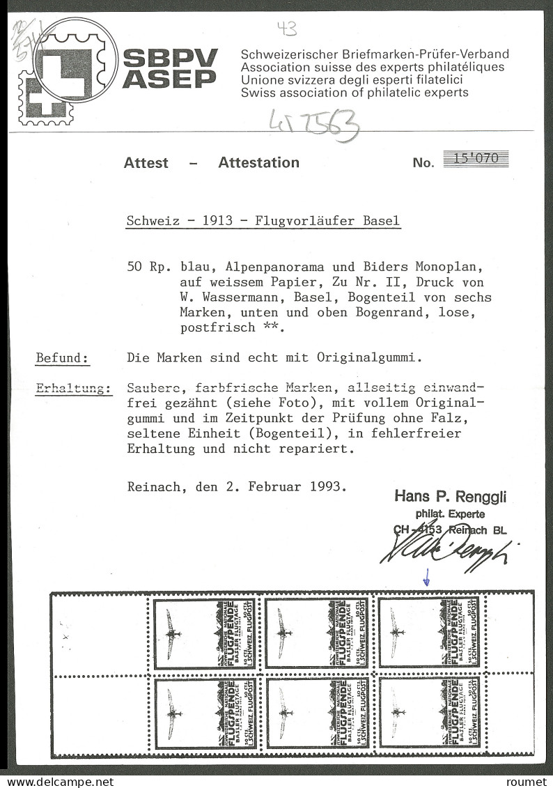 ** Précurseurs De Poste Aérienne. Zumstein II, Bdf. - TB. - R (certificat P.Renggli, Cote Zum. 1350FS) - Altri & Non Classificati