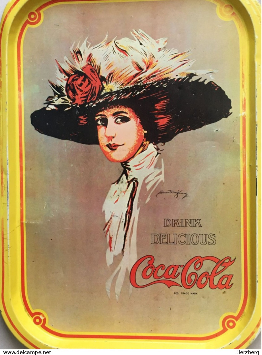 USA Advertising Tin Sign Plaque émaillée - Coca Cola Old Vintage Metal Enamel Sign Serving Tray - Coca-Cola