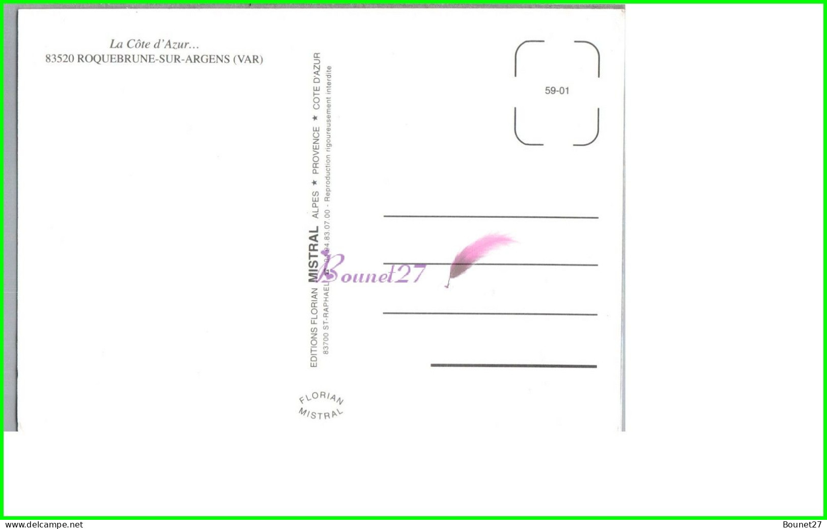 ROQUEBRUNE SUR ARGEN 83 - Vue Générale De La Ville La Plage   Carte Vierge - Roquebrune-sur-Argens