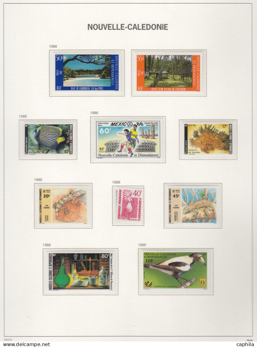 - NOUVELLE-CALEDONIE, 1959/2003, XX, n° 291/909 +A 66/349 +BF2/29 + S1/41+T en 2 albums Davo - Cote : 4660 €