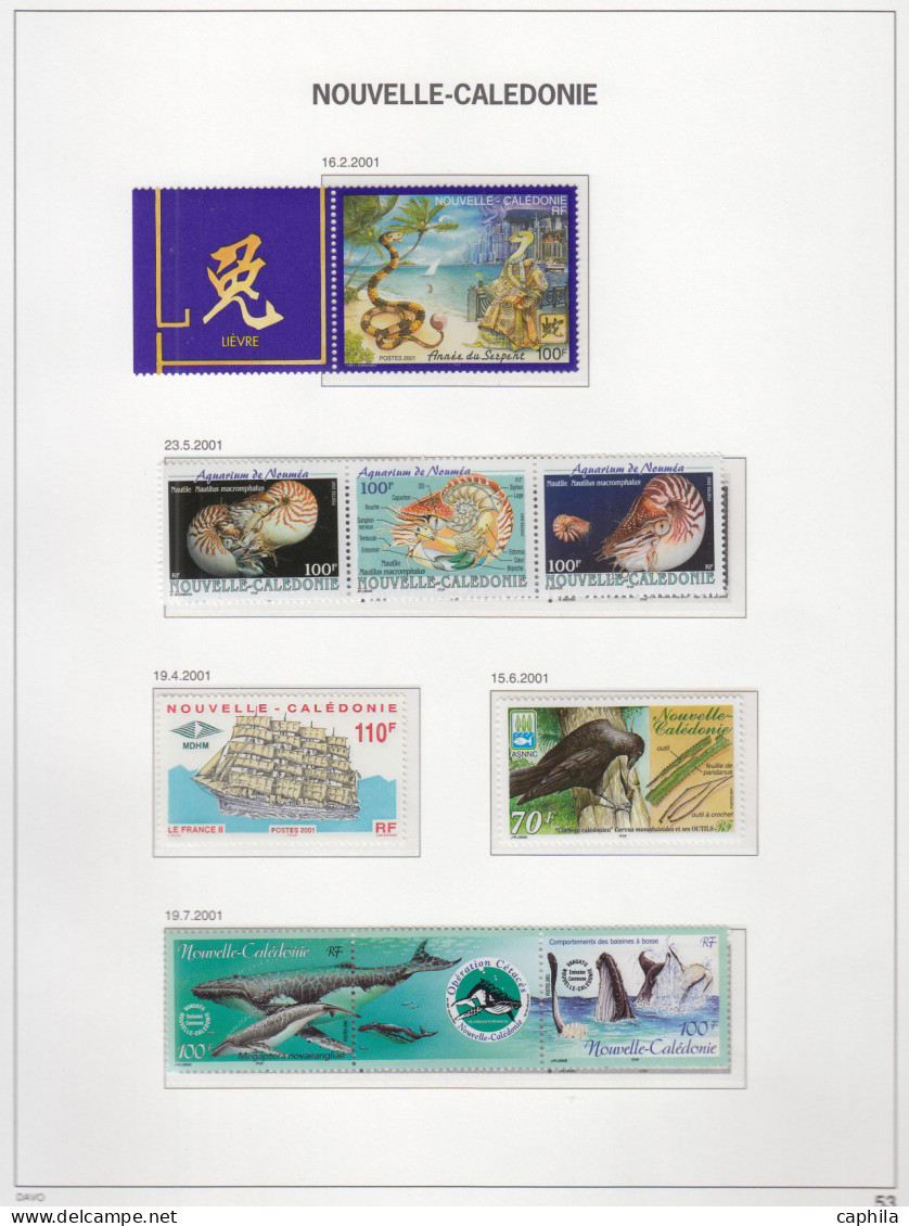 - NOUVELLE-CALEDONIE, 1959/2003, XX, n° 291/909 +A 66/349 +BF2/29 + S1/41+T en 2 albums Davo - Cote : 4660 €