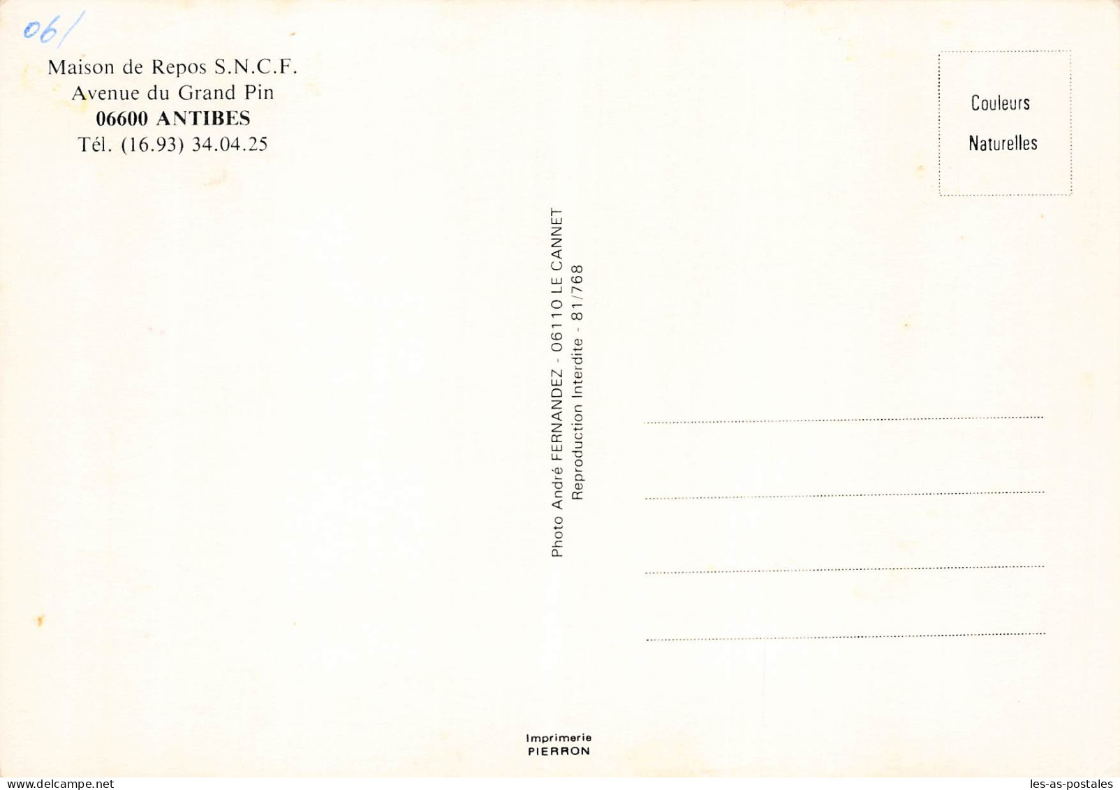 06 ANTIBES MAISON DE REPOS S.N.C.F - Antibes - Oude Stad