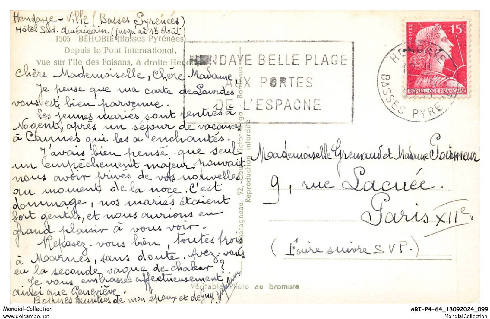 ARIP4-0267-64 - BEHOBIE - Depuis Le Pont International - Vue Sur L'ile Des Faisans - Béhobie