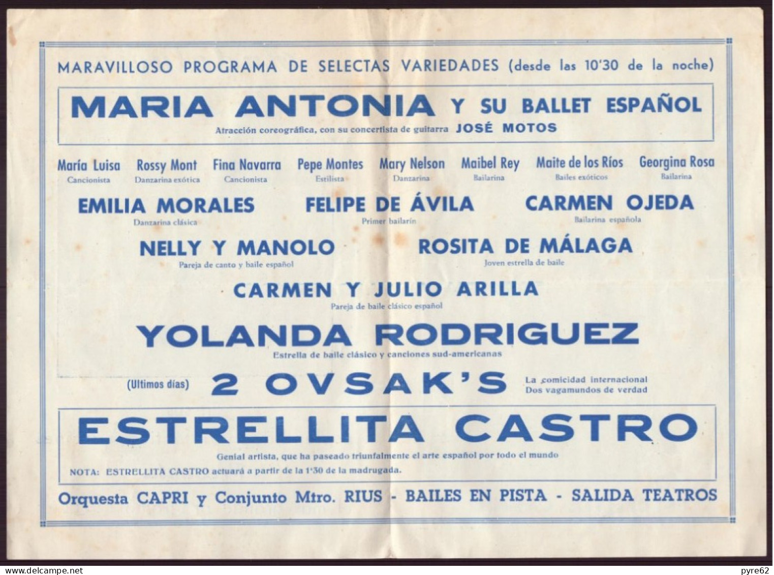 Programme " Andalucia De Noche " Spectacle En Espagne - Programs