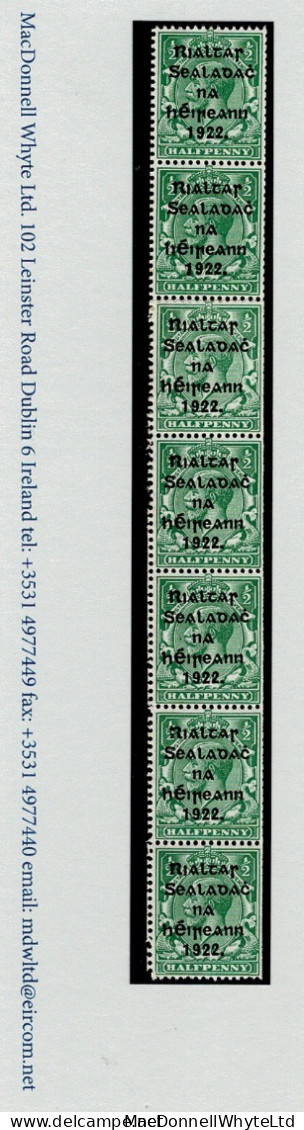 Ireland 1922 (June) Harrison Rialtas 5-line Coils, ½d Vertical Strip Of 7 With Coil Join Mint Unmounted - Ungebraucht