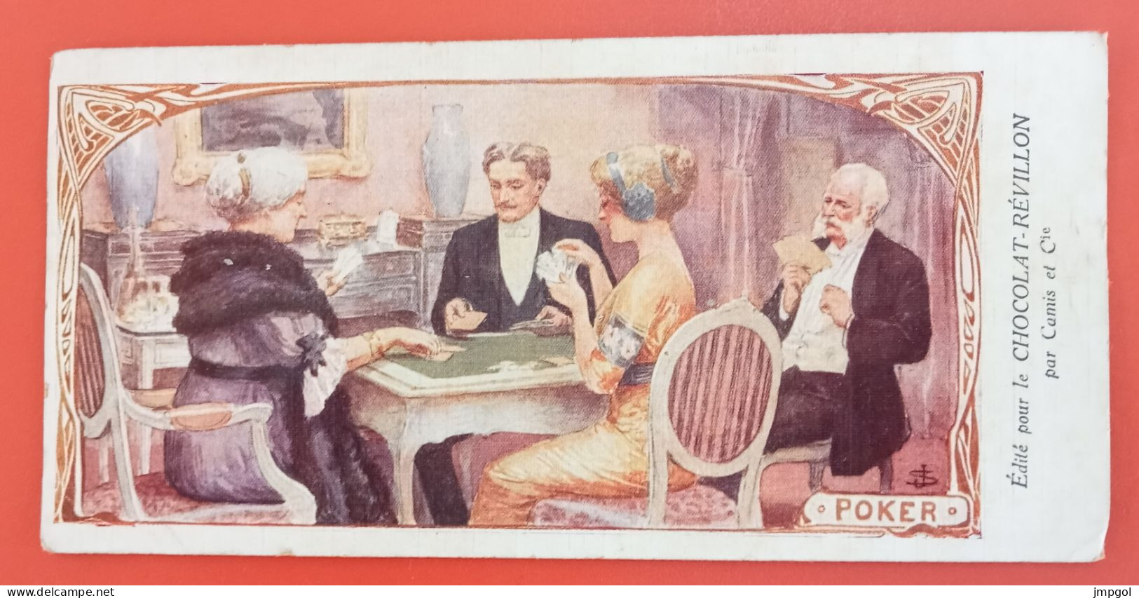 Chromo Ancien Chocolat Revillon Jeux De Cartes Le Poker - Revillon