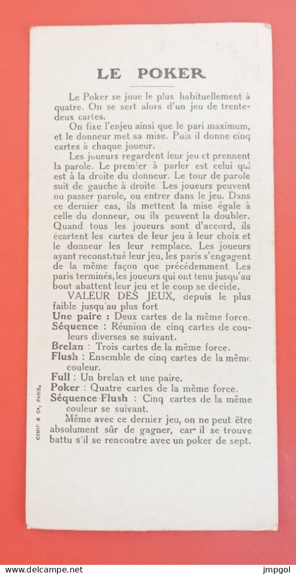 Chromo Ancien Chocolat Revillon Jeux De Cartes Le Poker - Revillon