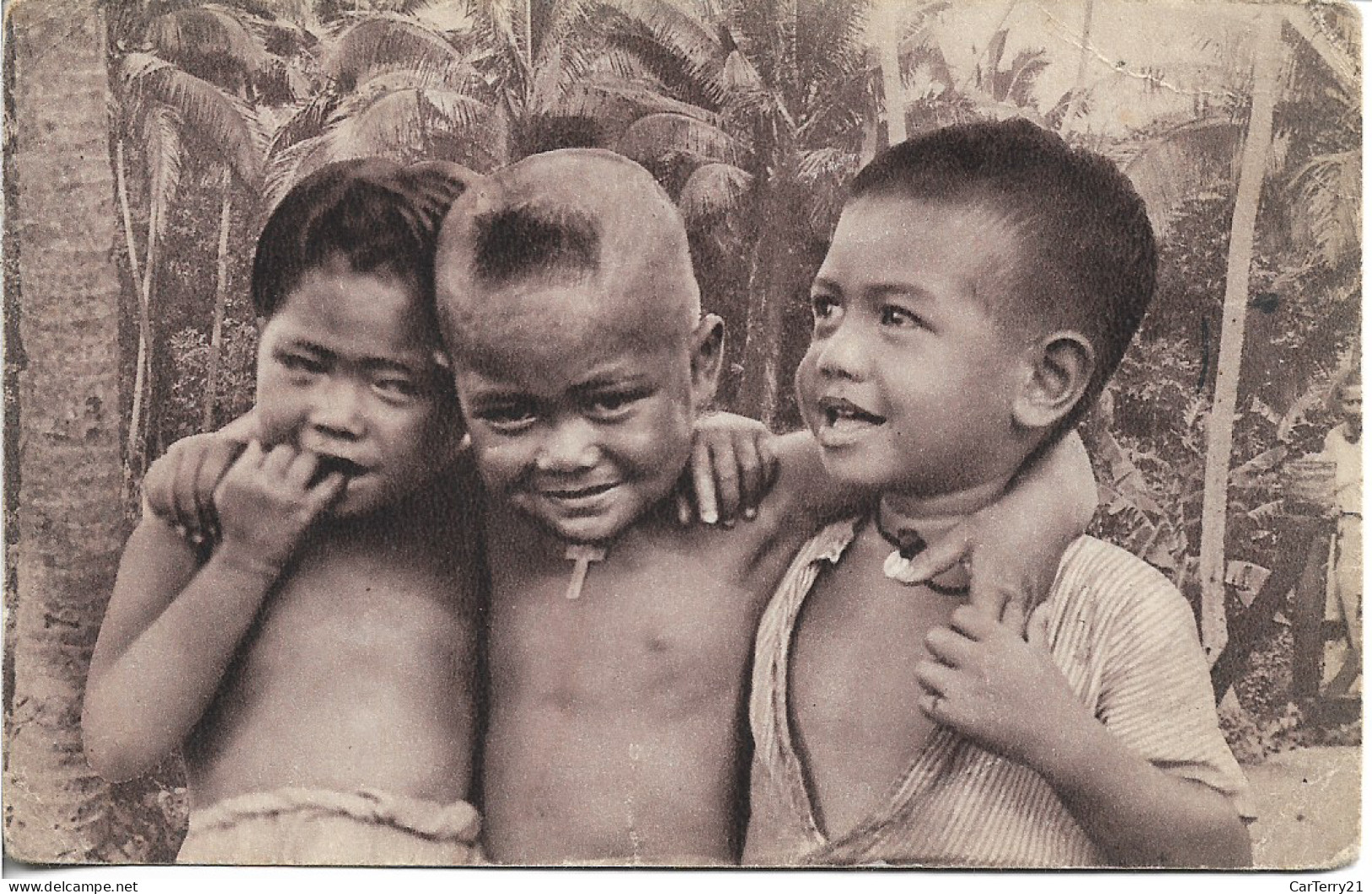 ILES SAMOA.TROIS PETITS CHRETIENS D'OCEANIE QUI NE SEMBLENT PAS MALHEUREUX. 1953 - Samoa
