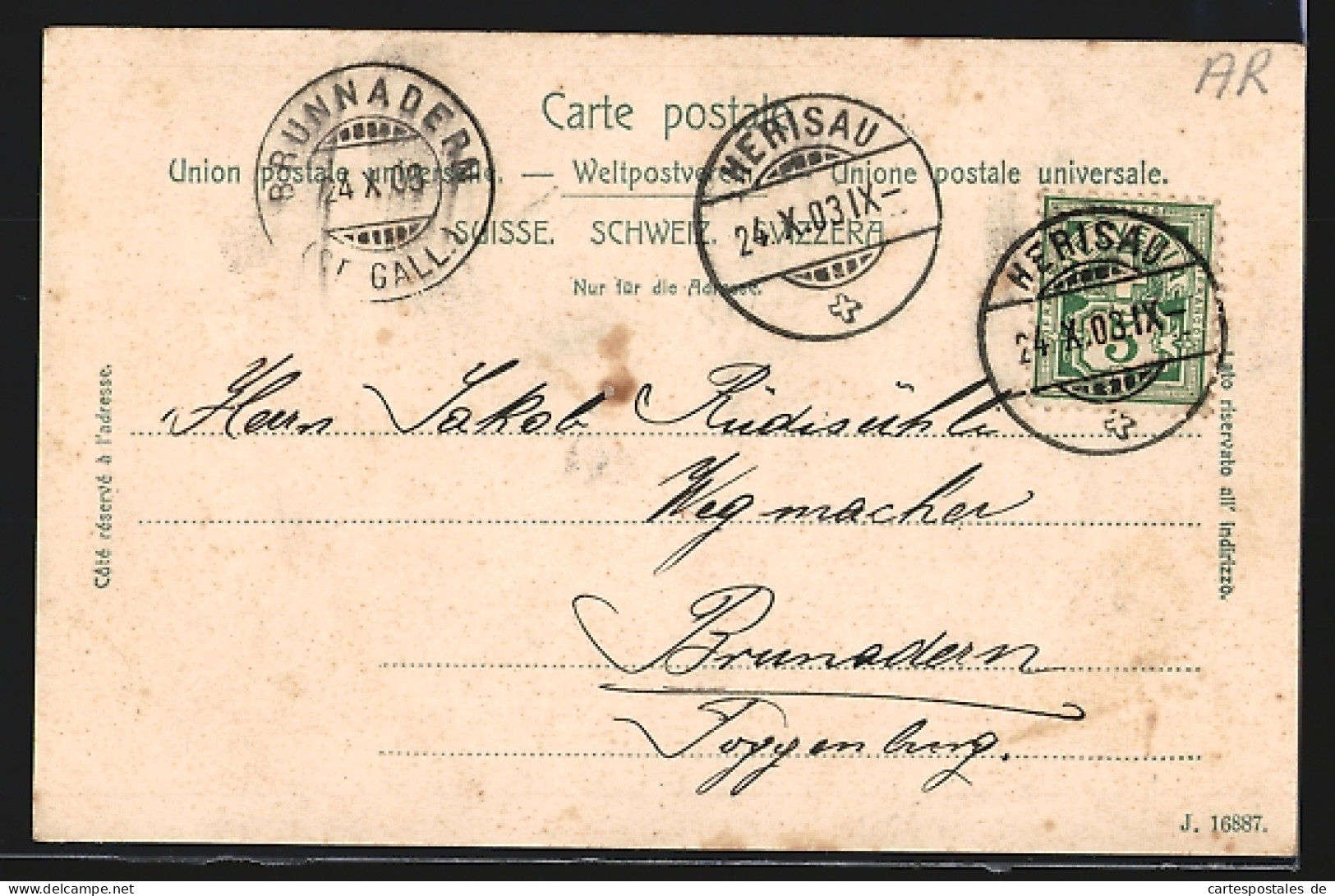 AK Herisau, Kath. Kirche Mit Mühlebühl - Herisau