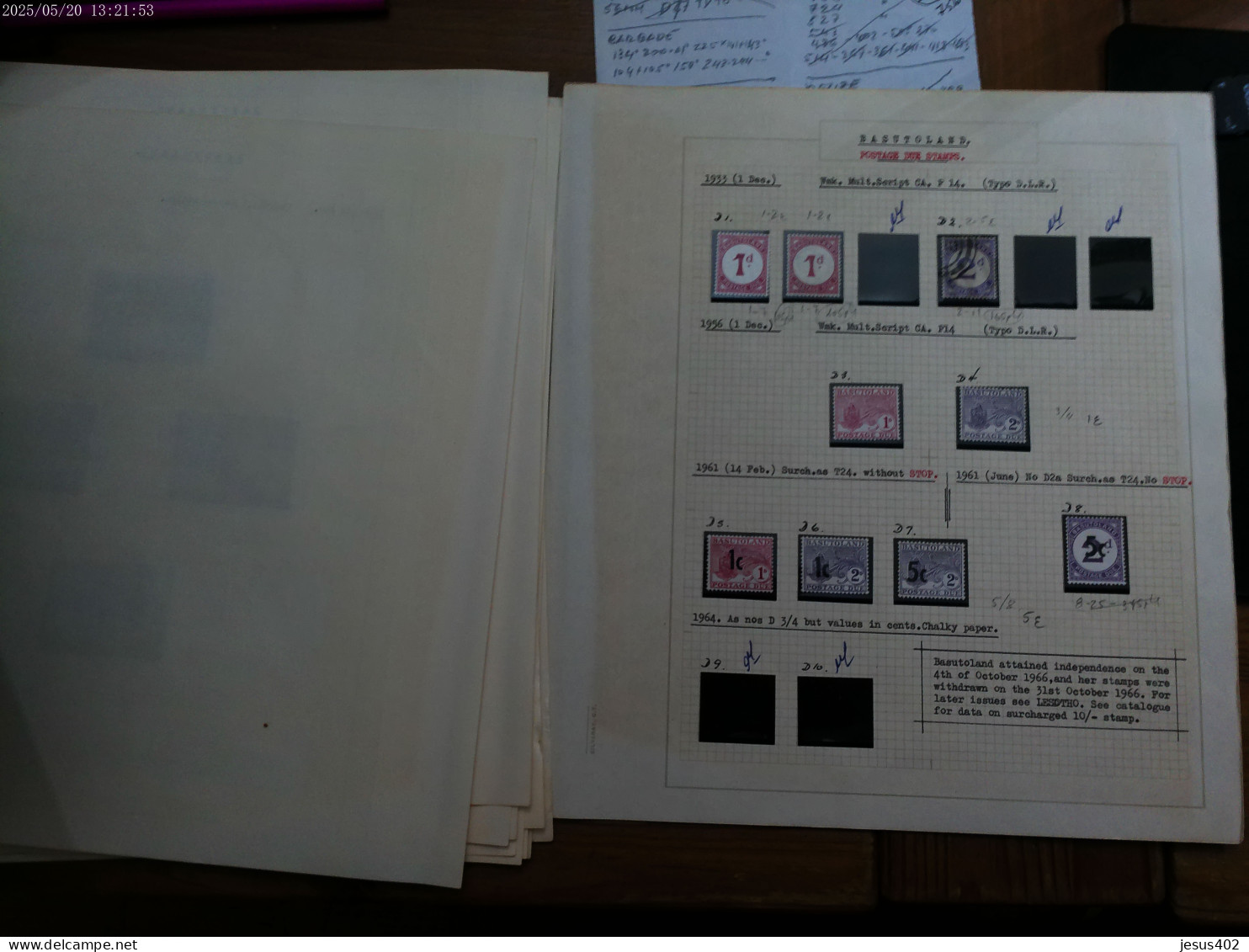 50 BASUTOLAND BASOUTOLAND 1933 al  1966 / BONITA COLECCION a COMPLETAR / YVERT 1 /102 MH FU incompleta