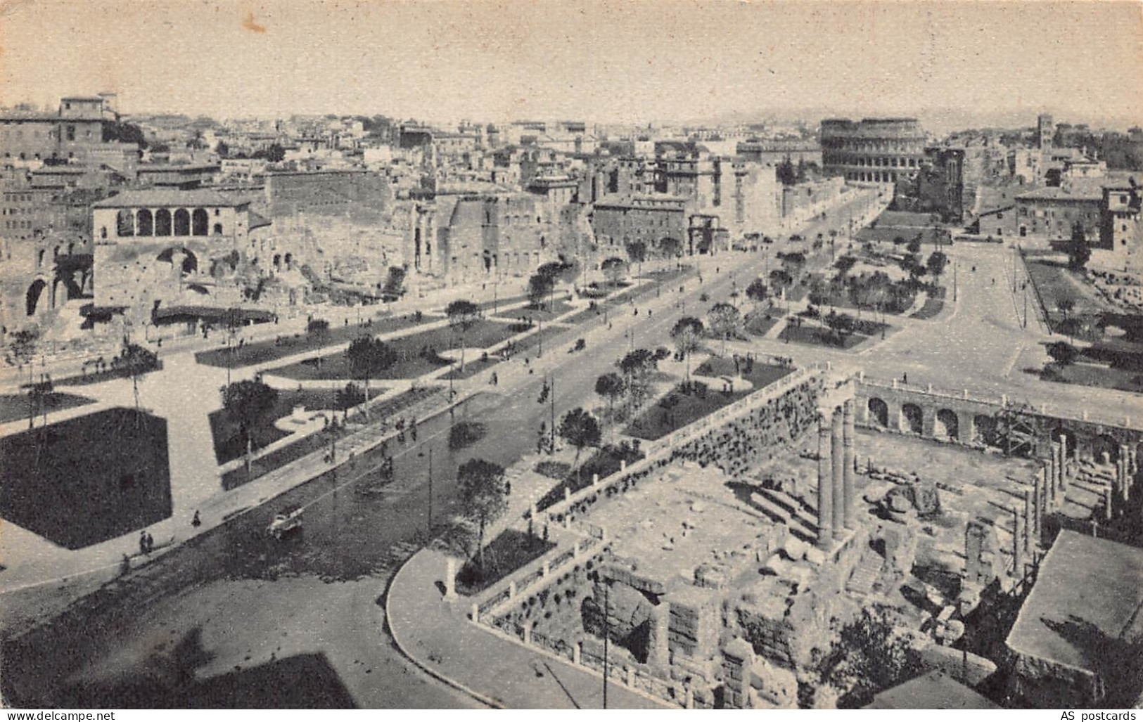 B569 Italy Roma Rome Via Dell'Impero Vintage Postcard - Autres & Non Classés