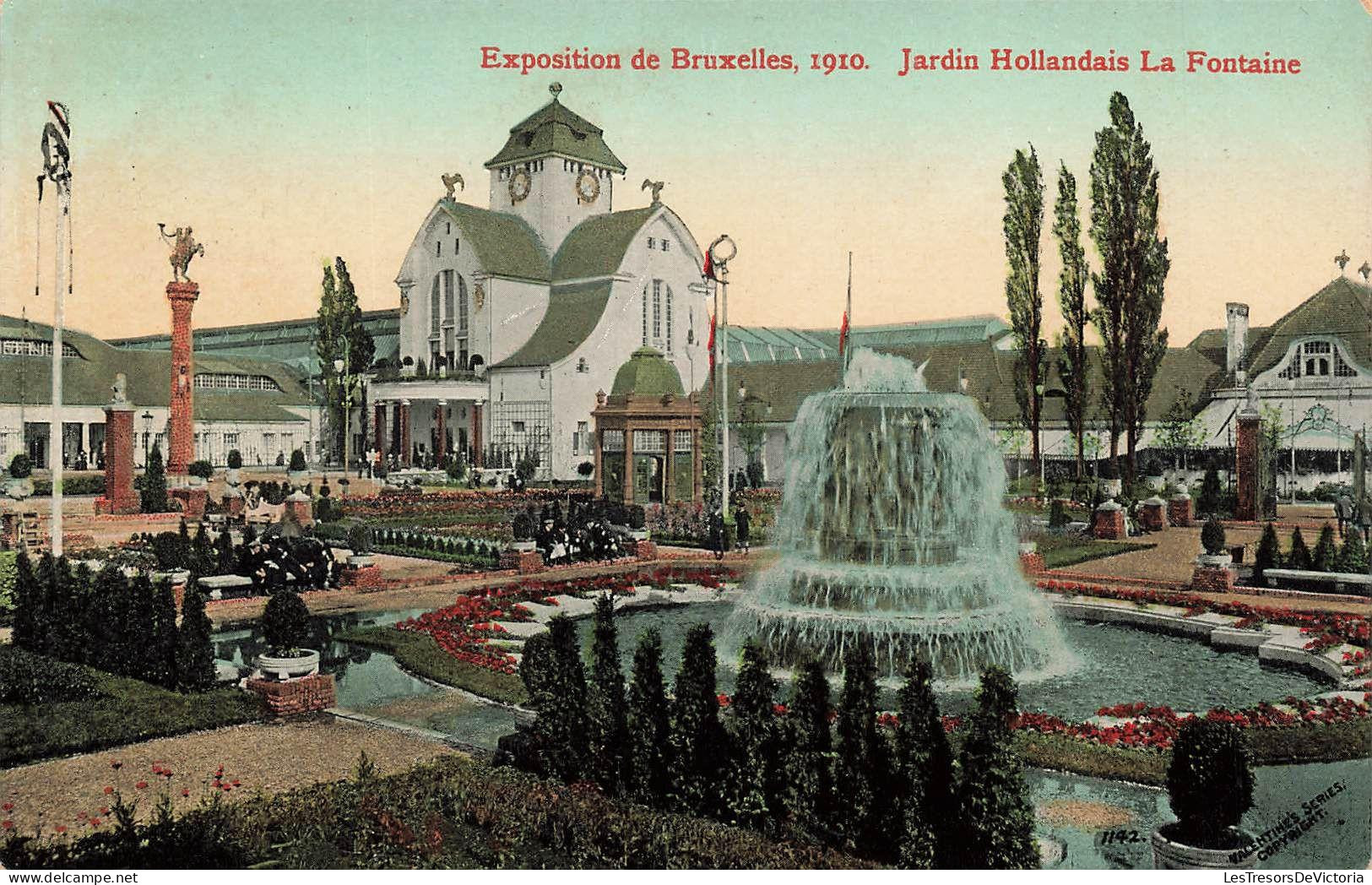 [-15%] BELGIQUE - Bruxelles - Expositions Universelles 1910 - Jardin Hollandais - La Fontaine - Carte Postale Ancienne - Expositions Universelles