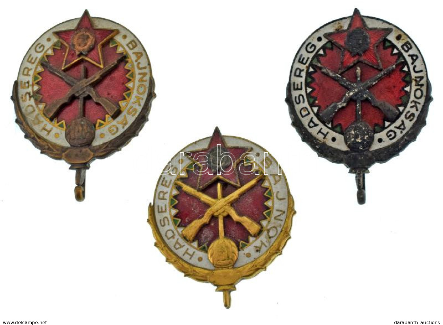 1960. "Hadsereg Bajnokság" (3xklf) Zománcozott Jelvények, Arany, Ezüst és Bronz Fokozat (46x37mm) T:XF,VF Kopott Ezüstöz - Non Classés