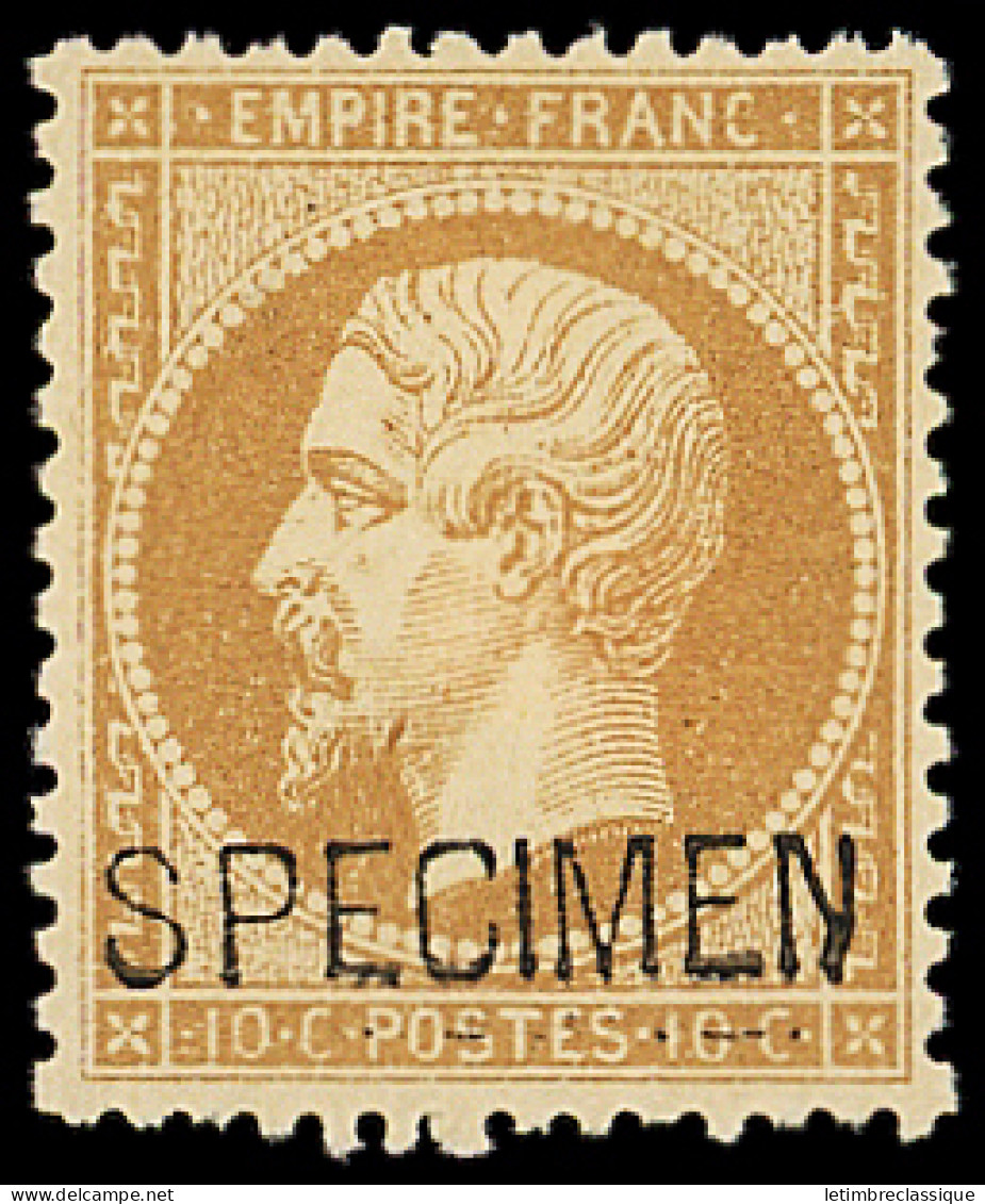 * N°21c 10c Bistre, Surch. SPECIMEN, Neuf *, TB - 1862 Napoléon III