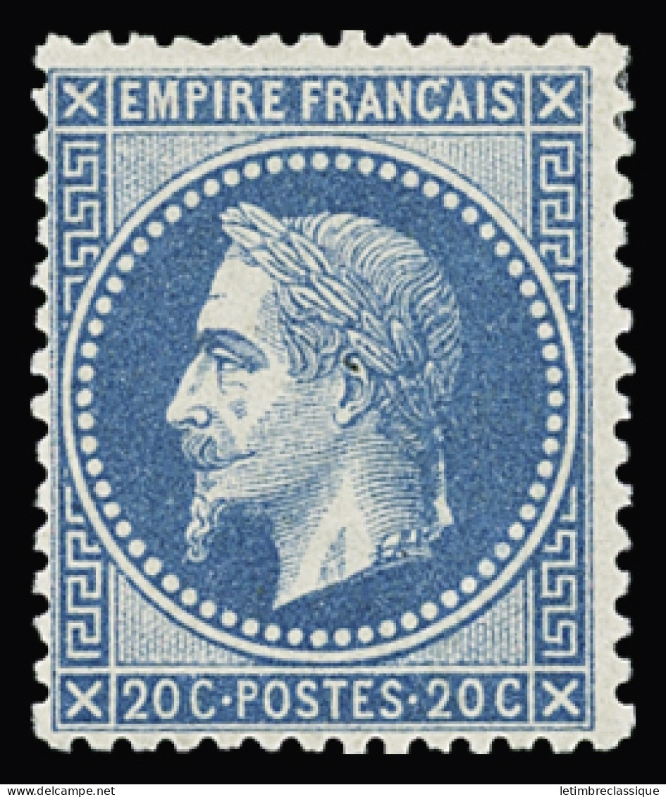* N°29B 20c Bleu, Neuf *, Bien Centré, TB. Signé A.Brun - 1863-1870 Napoleone III Con Gli Allori