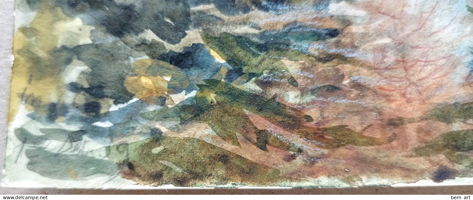 N°11- Aquarelle "Salève Derrière Les Sapins Coté Genève" Signé M. Flournoy XXè - Wasserfarben