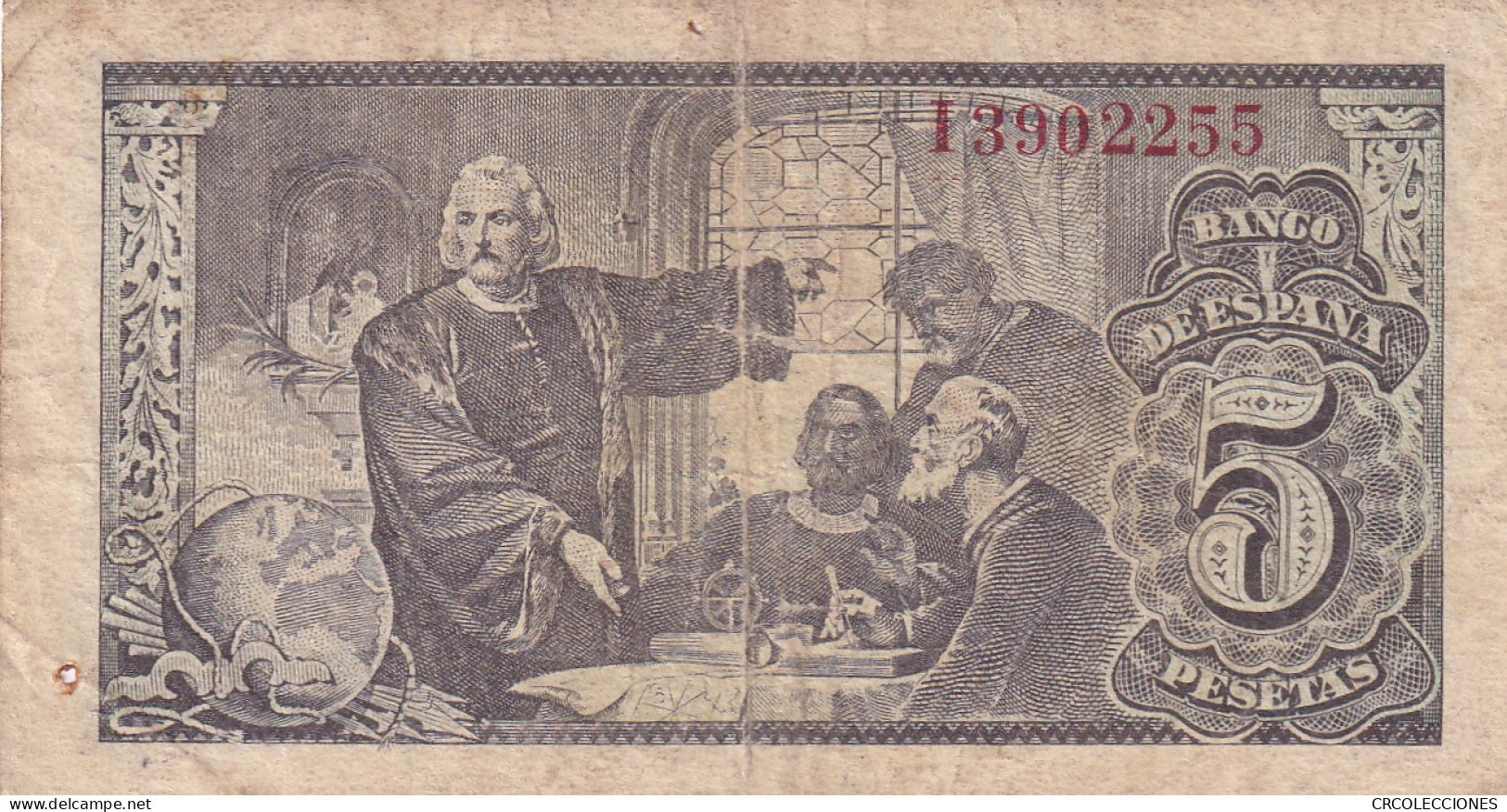 CRBS2943 BILLETE ESPAÑA 5 PESETAS 1943 SERIE I BC - Altri & Non Classificati