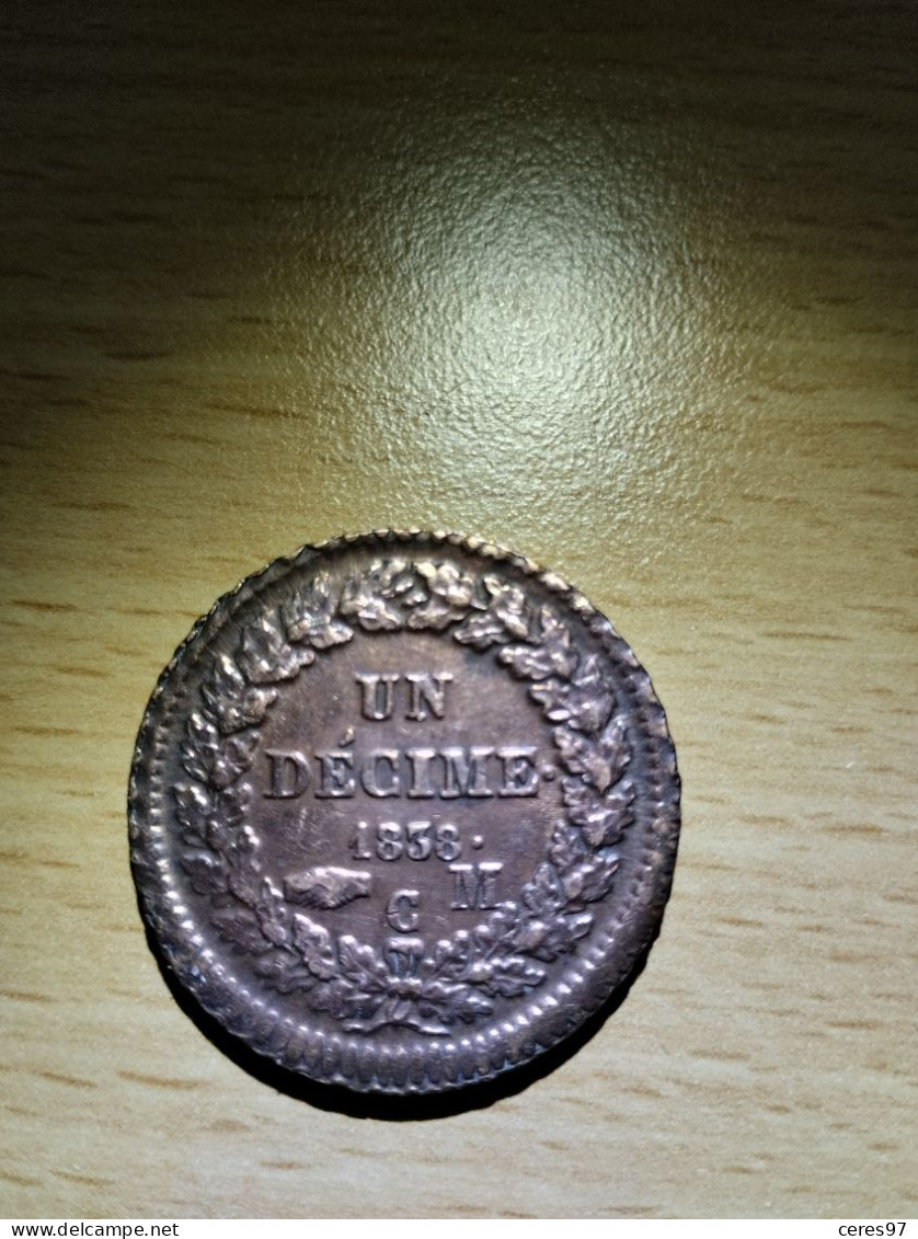 MONACO  HONORE V  1 DECIME 1838 CM  RARE DANS CET ETAT - 1819-1922 Honoré V, Charles III, Albert I