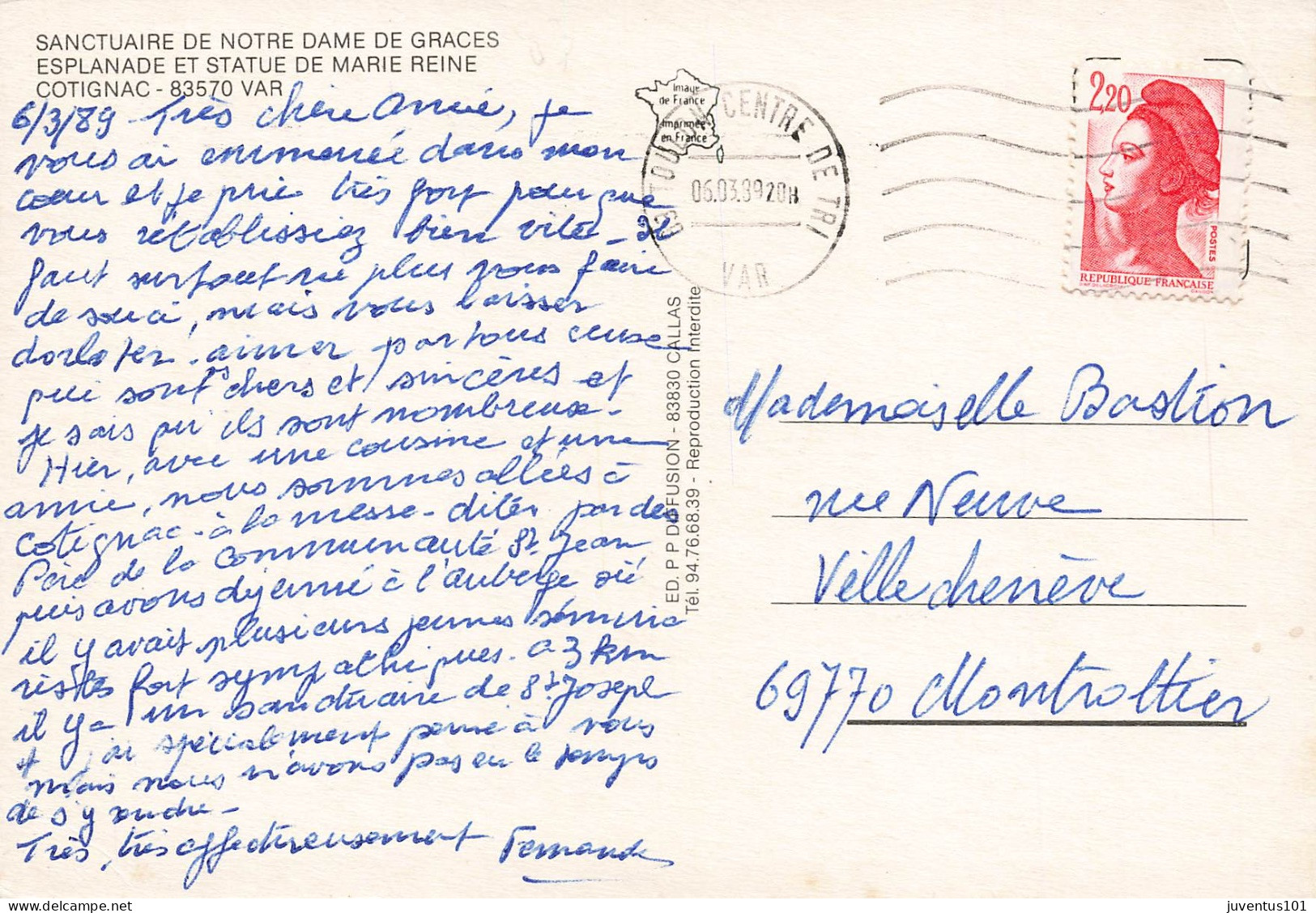 CPSM Cotignac-Sanctuaire Notre Dame De Graces-Multivues-Timbre     L4236 - Cotignac