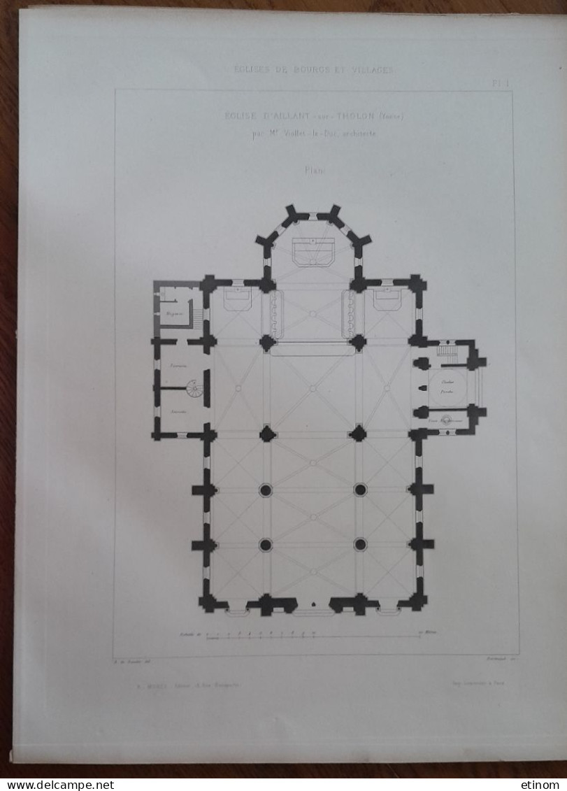 Aillant sur Tholon  église planches gravures 1867