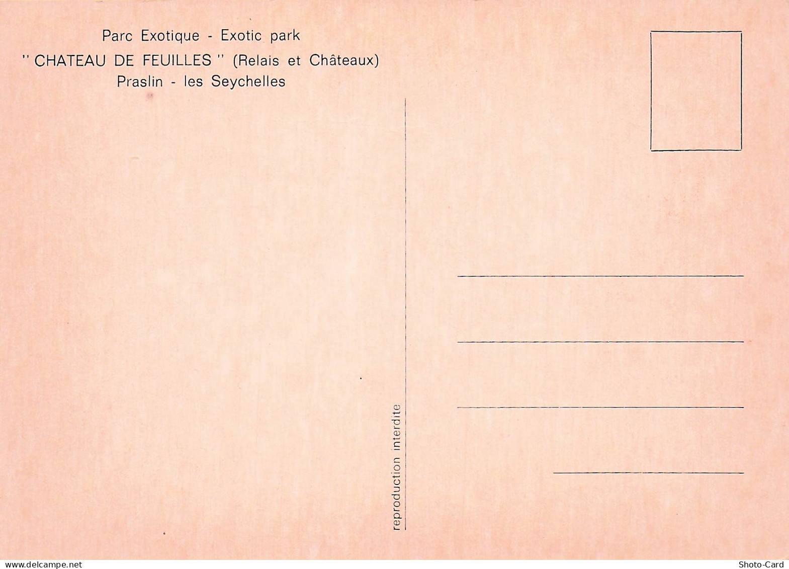SEYCHELLES PRASLIN CHATEAU DE FEUILLES PARC EXOTIQUE - Seychellen