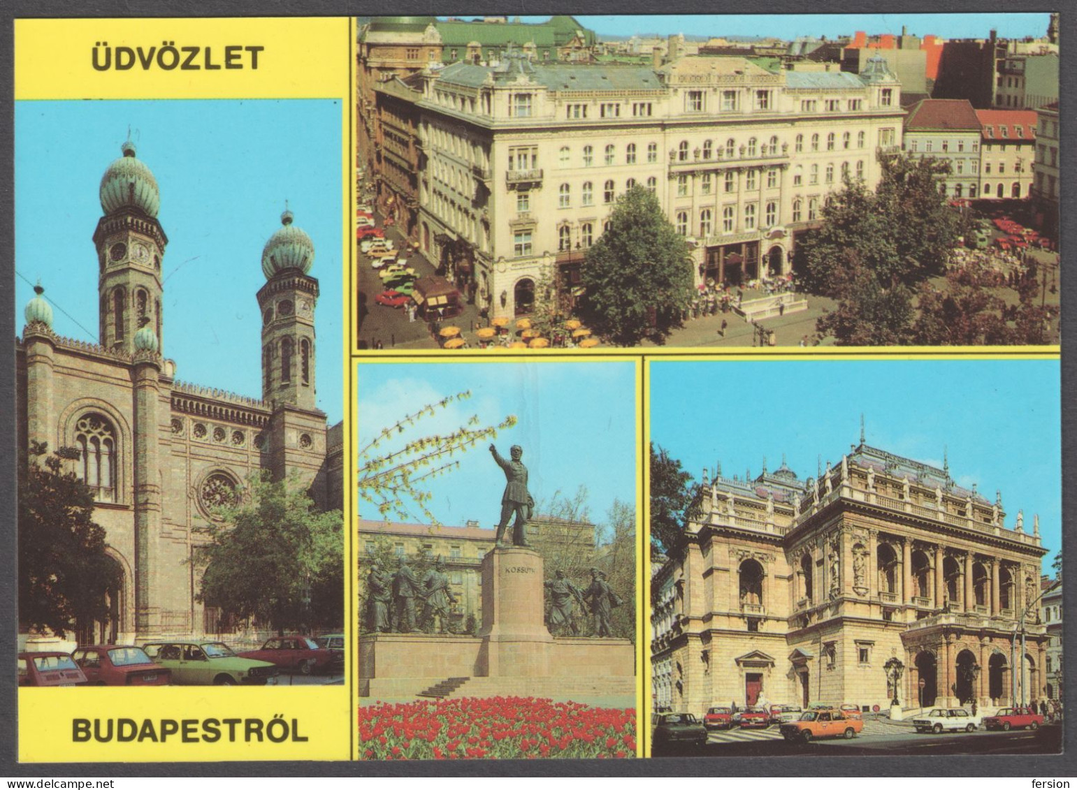 Synagogue OPERA Car SKODA DACIA POLSKI FIAT Lada BUDAPEST 1986 1988 HUNGARY 2 Ft STATIONERY POSTCARD Ságvári Print - Moscheen Und Synagogen