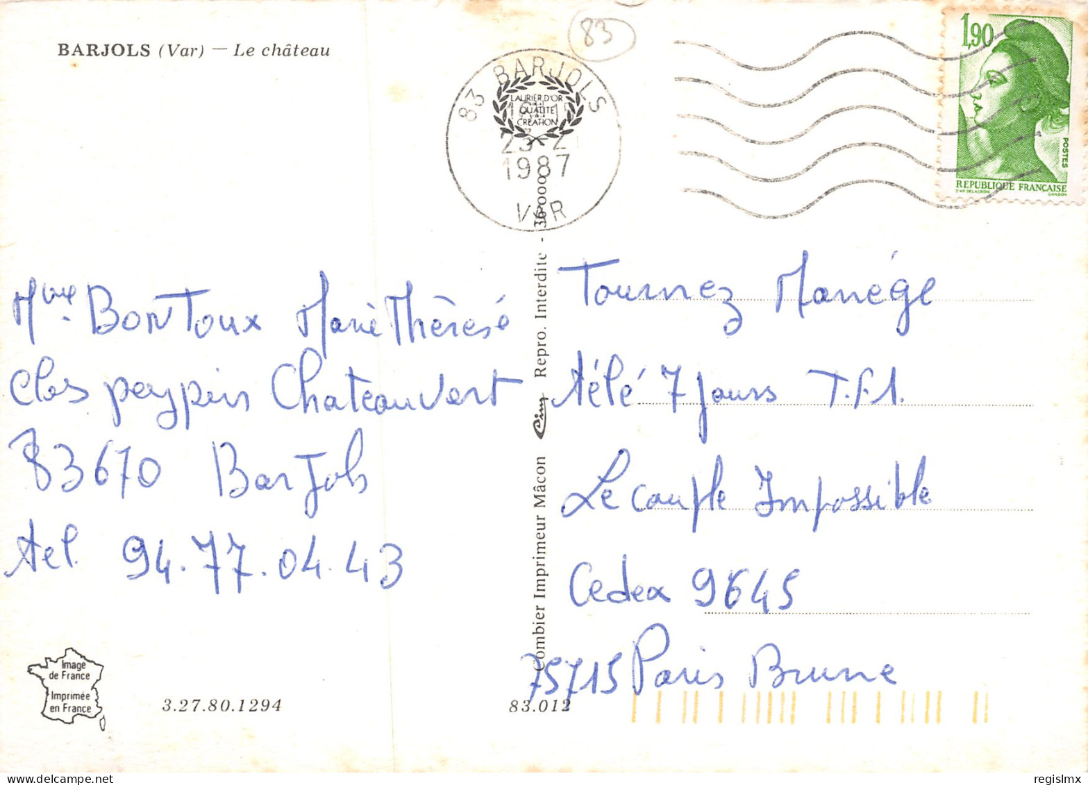 83-BARJOLS-N°3308-C/0063 - Barjols