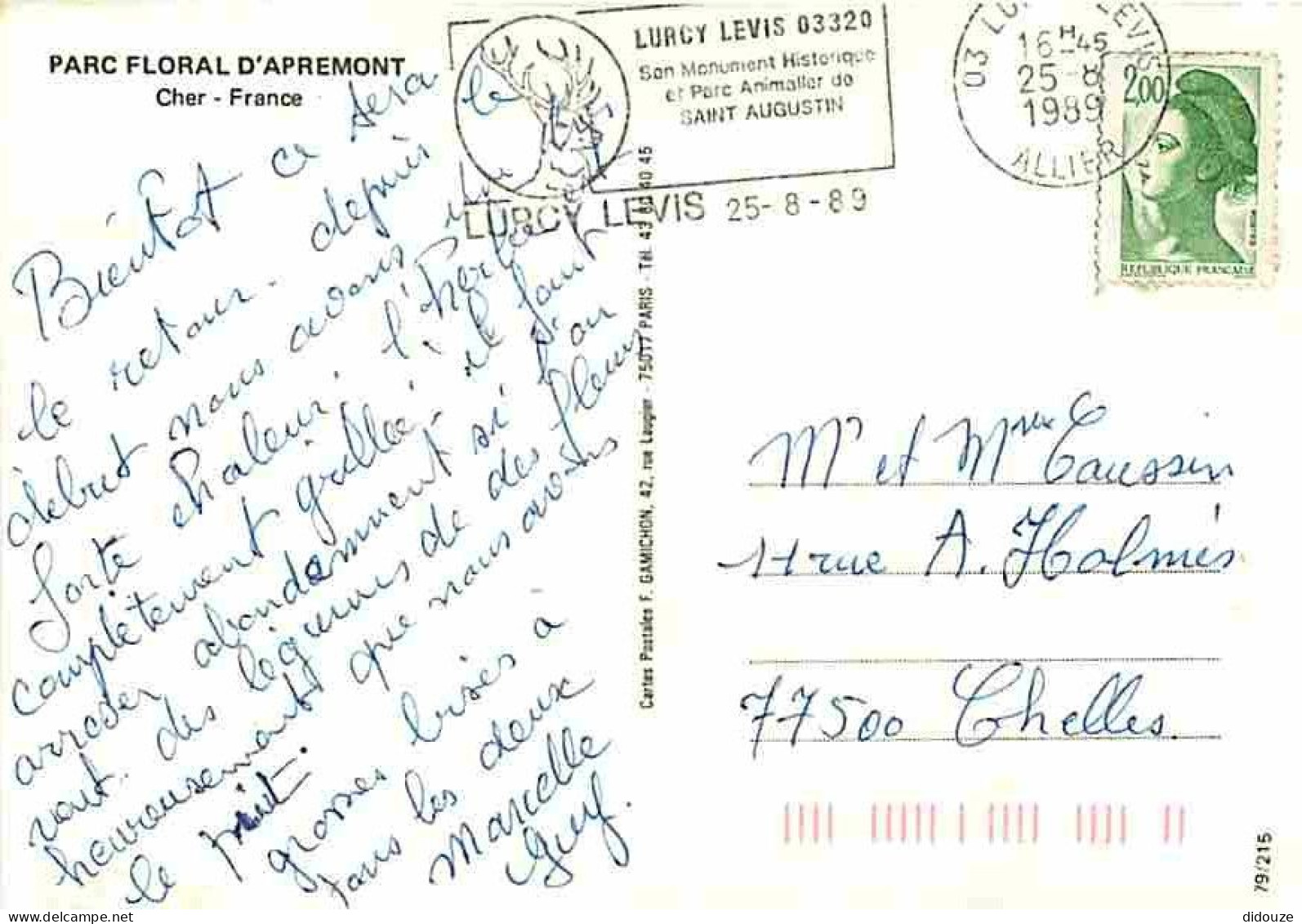 18 - Apremont - Le Parc Floral - Fleurs - Flamme Postale De Lurcy Levis - CPM - Voir Scans Recto-Verso - Sonstige & Ohne Zuordnung