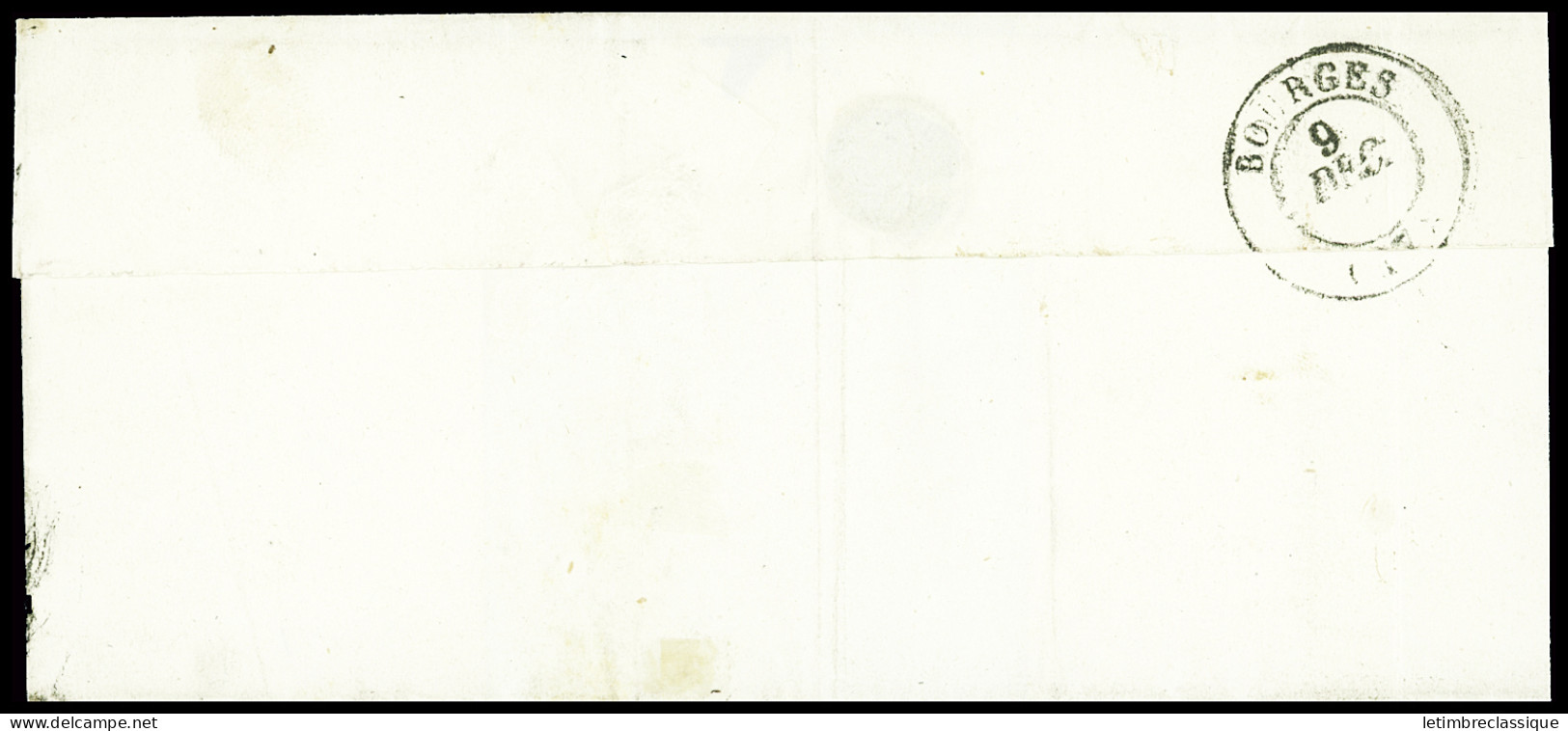 Lettre Taxe "1" Sur LSC Avec N°2b 15c Vert Foncé Oblitéré étoile De Paris 8.12.1852 Pour Bourges, TB, Très Rare Combinai - 1849-1850 Ceres