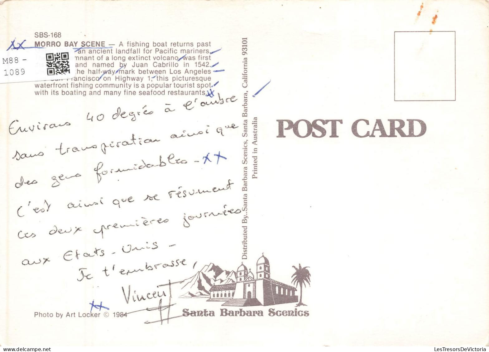 [-10%] TRANSPORTS - SBS-168 - Morro Bay Scene - A Fishing Boat Returns Past An Ancient Landfall  - Carte Postale Ancienn - Fischerei