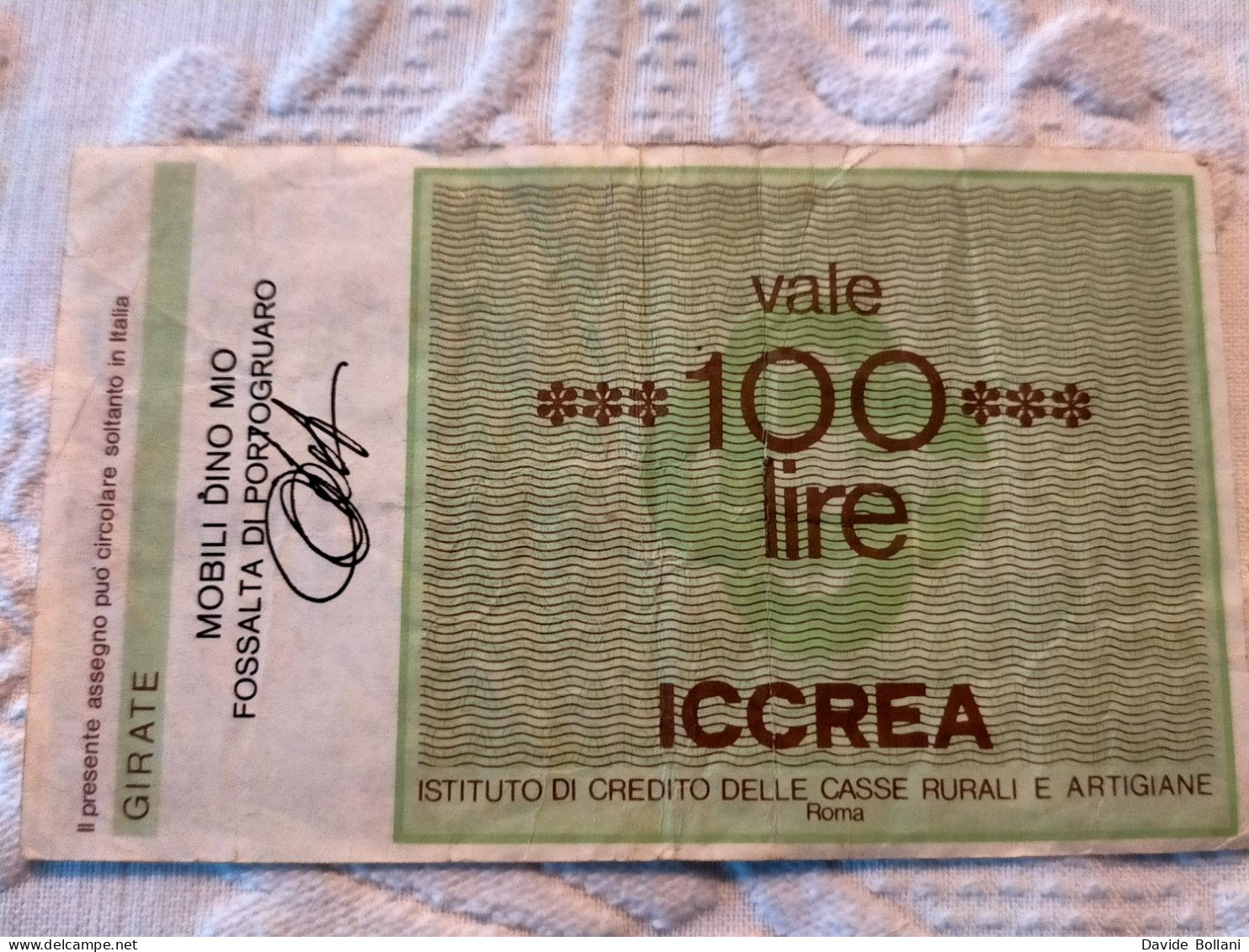 Miniassegno - ICCREA - 100 Lire - [10] Checks And Mini-checks