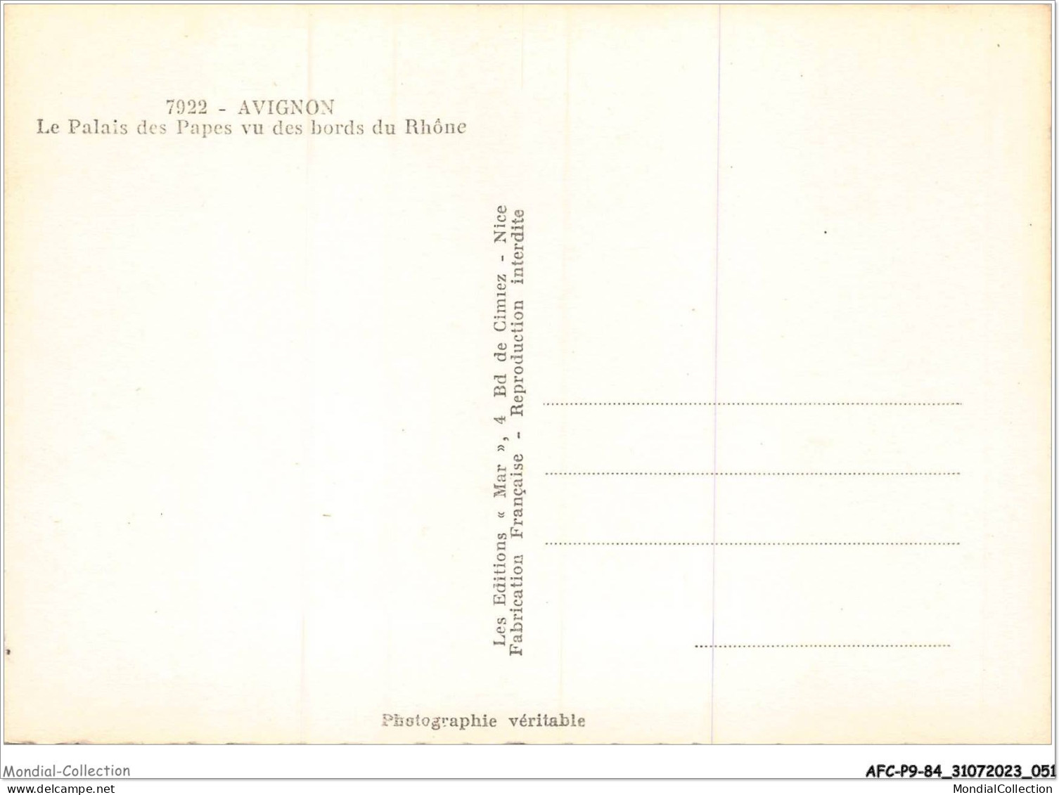 AFCP9-84-0957 - AVIGNON - Le Palais Des Papes Vu Des Bords Du Rhône - Avignon (Palais & Pont)