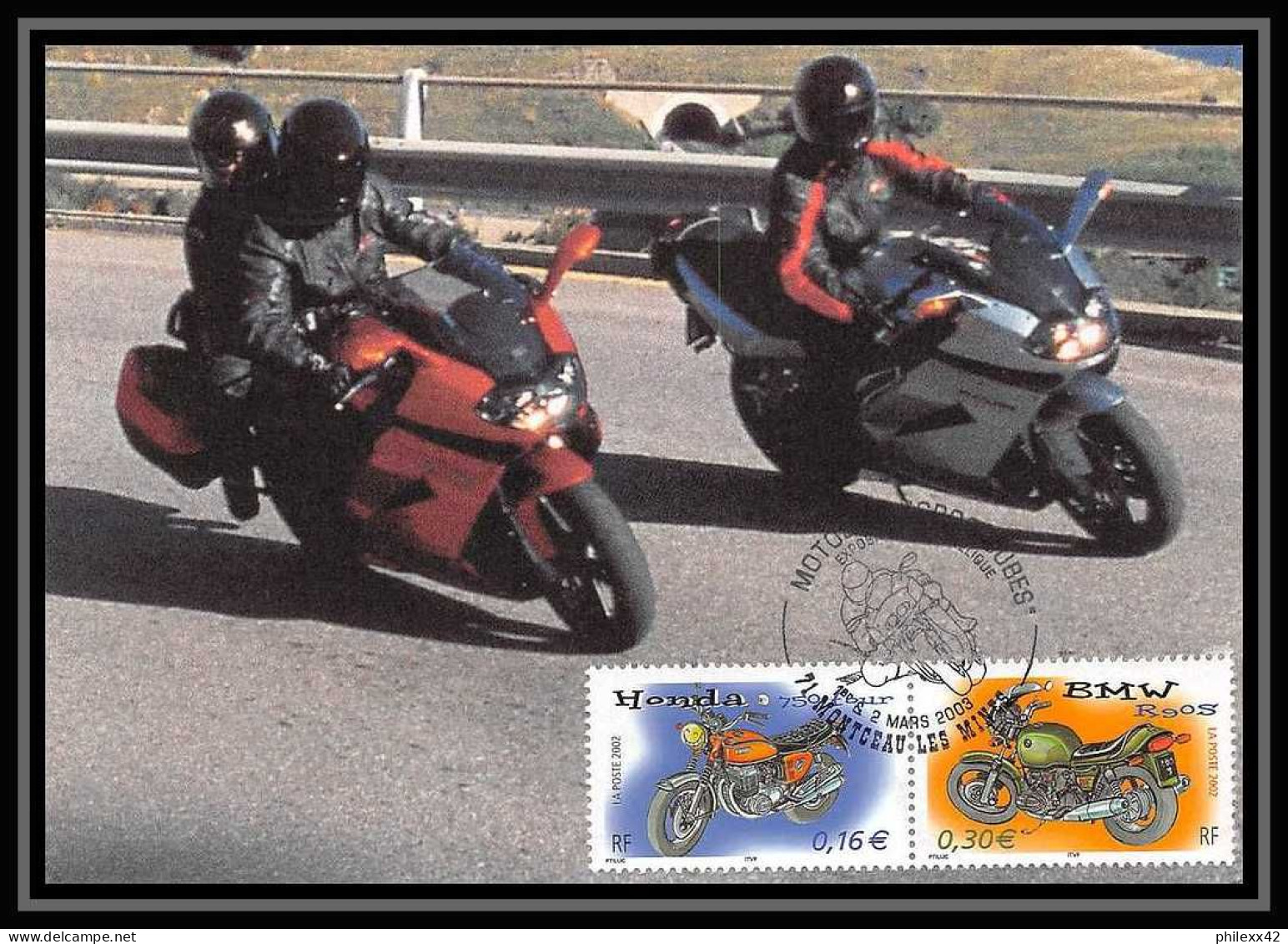5335/ Carte Maximum Card France N°3508/3517 Motos Moto Complet édition Sans Nom Fdc 2003 Montceau Les Mines - 2000-2009