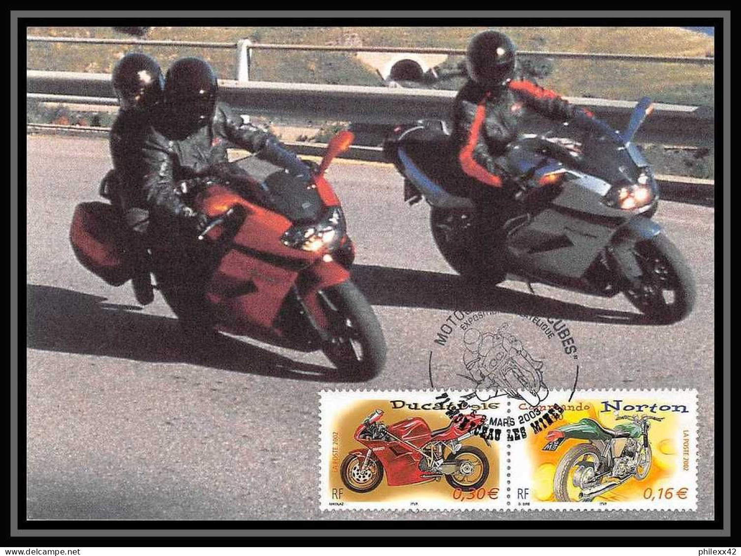 5335/ Carte maximum card France N°3508/3517 motos moto complet édition sans nom fdc 2003 montceau les mines